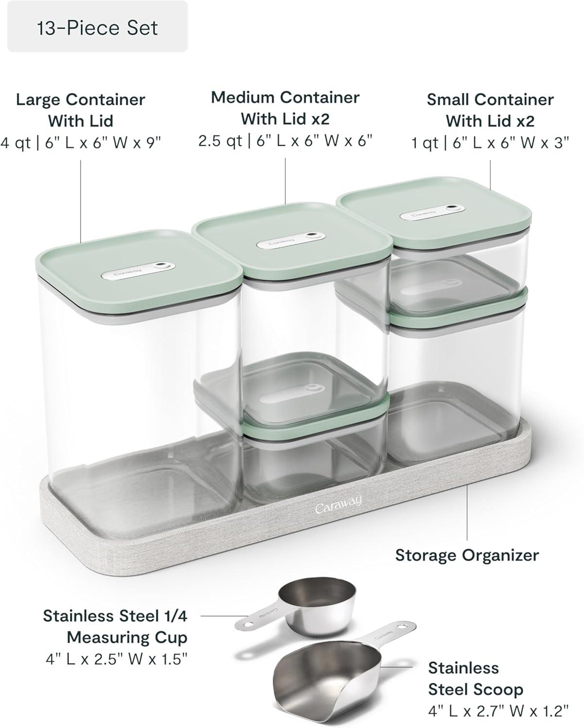 imageCaraway 13Piece Glass Airtight Food Storage Containers with Lids NonToxic BPAFree Kitchen Storage Containers Stackable SpaceSaving Airtight Containers for Dry Goods and More SageMist