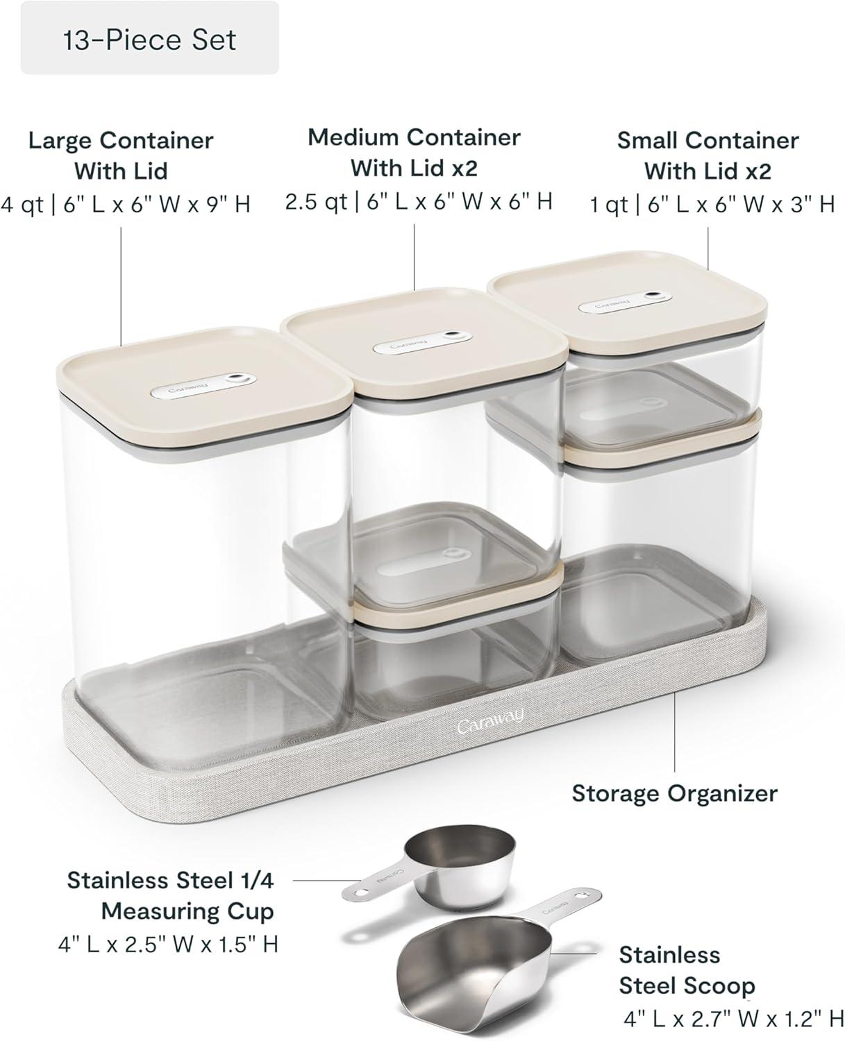 imageCaraway 13Piece Glass Airtight Food Storage Containers with Lids NonToxic BPAFree Kitchen Storage Containers Stackable SpaceSaving Airtight Containers for Dry Goods and More SageCream