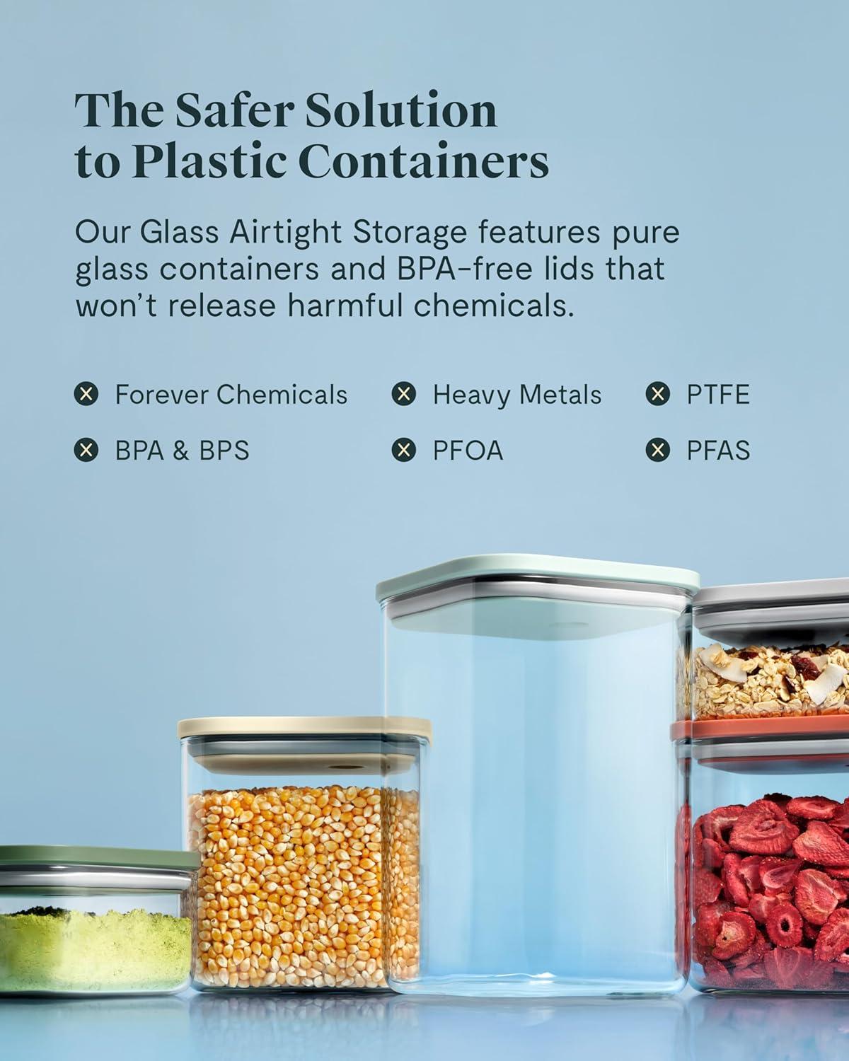 imageCaraway 13Piece Glass Airtight Food Storage Containers with Lids NonToxic BPAFree Kitchen Storage Containers Stackable SpaceSaving Airtight Containers for Dry Goods and More SageSage