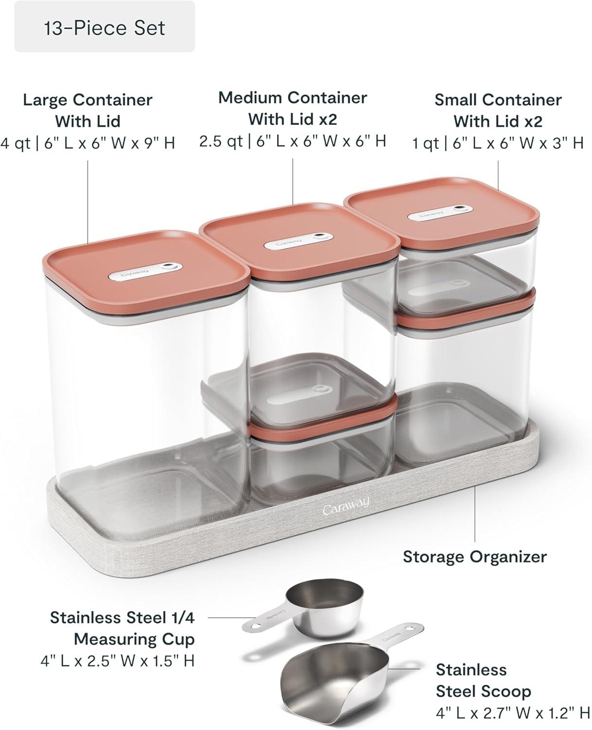 imageCaraway 13Piece Glass Airtight Food Storage Containers with Lids NonToxic BPAFree Kitchen Storage Containers Stackable SpaceSaving Airtight Containers for Dry Goods and More SagePerracotta