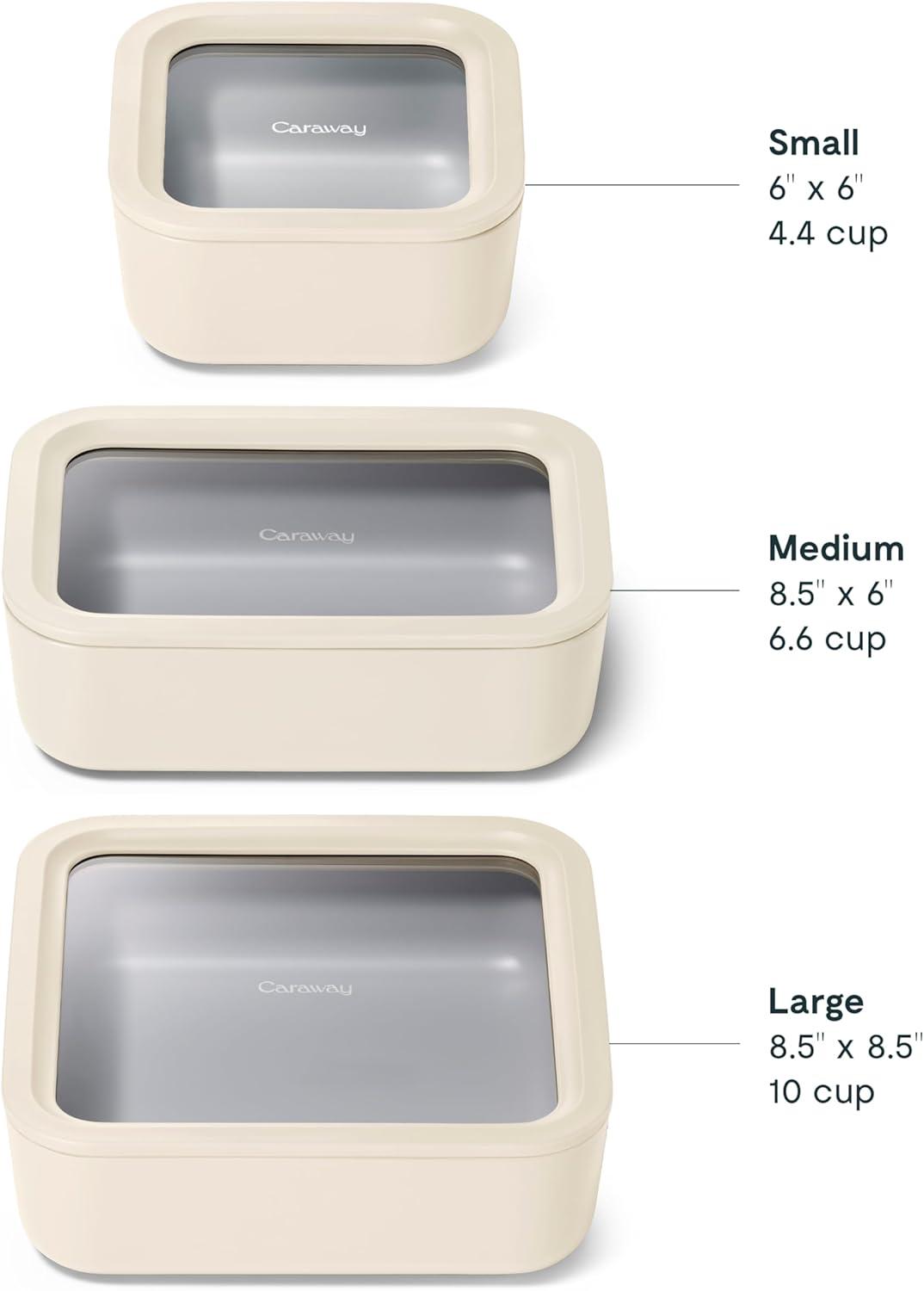 imageCaraway 13pc Glass Food Storage Container Set Easy to Store Non Toxic Lunch Box with Glass Lids Includes Storage Organizer SageCream