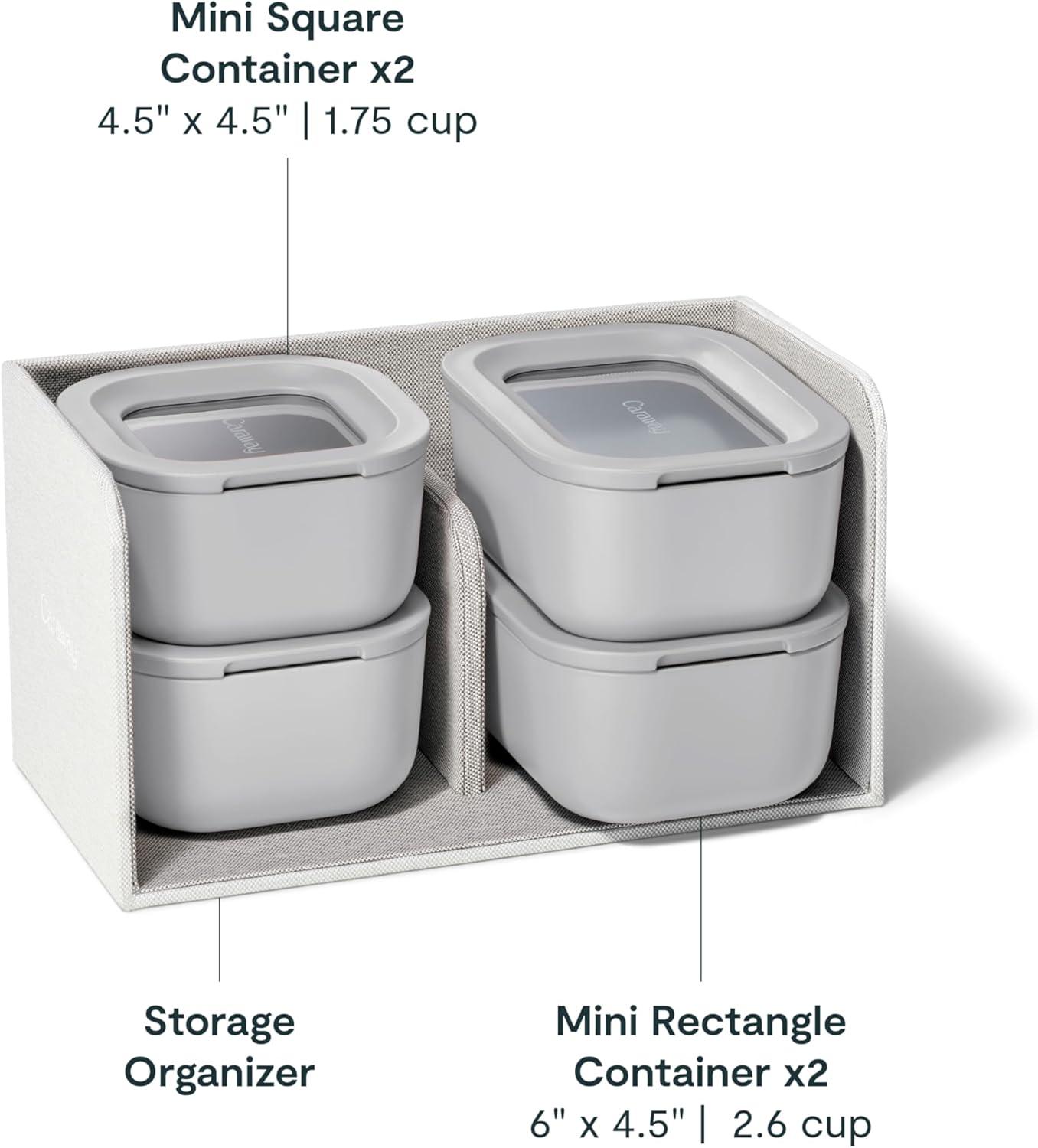 imageCaraway 13pc Glass Food Storage Container Set Easy to Store Non Toxic Lunch Box with Glass Lids Includes Storage Organizer SageGray