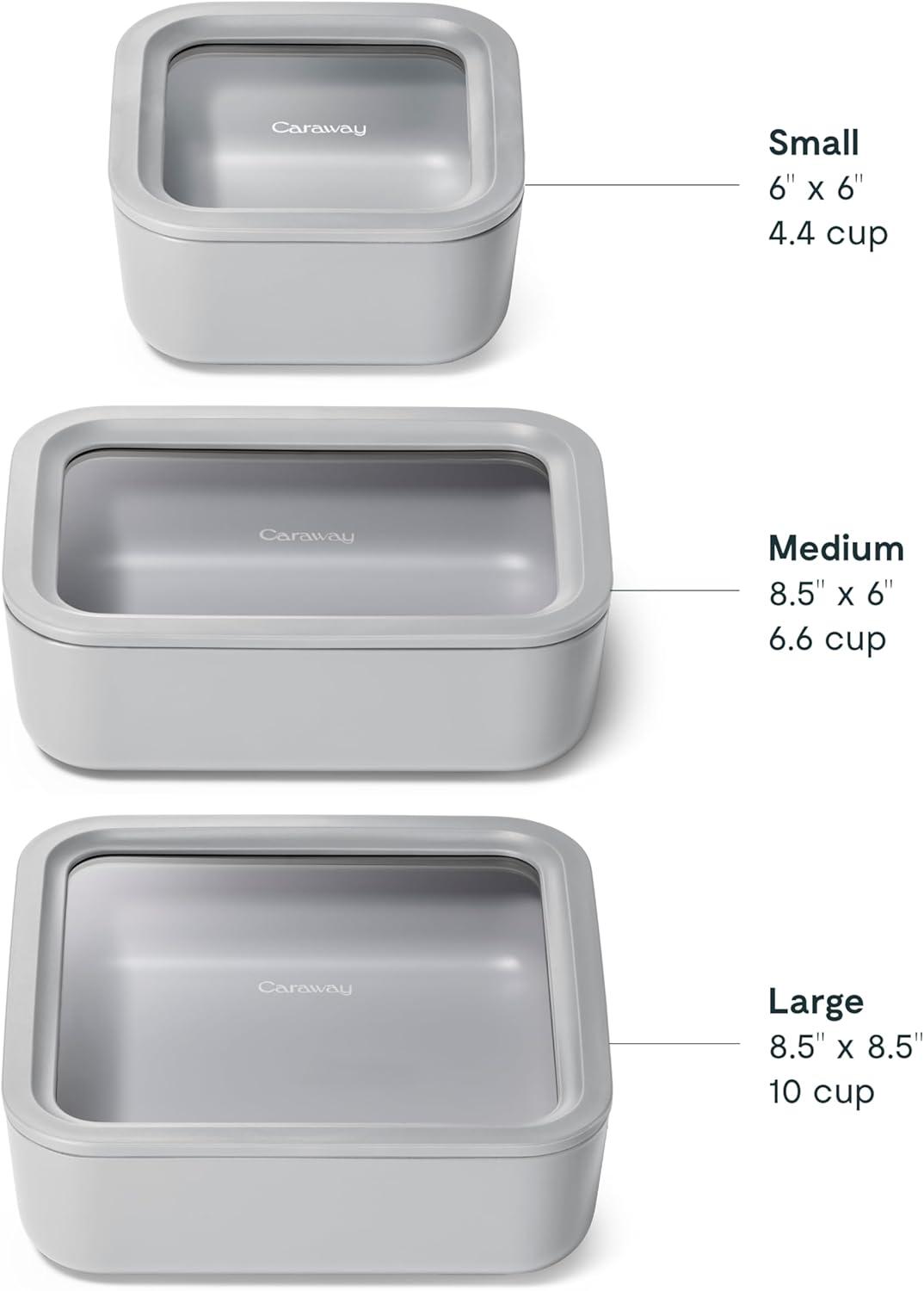 imageCaraway 13pc Glass Food Storage Container Set Easy to Store Non Toxic Lunch Box with Glass Lids Includes Storage Organizer SageGray