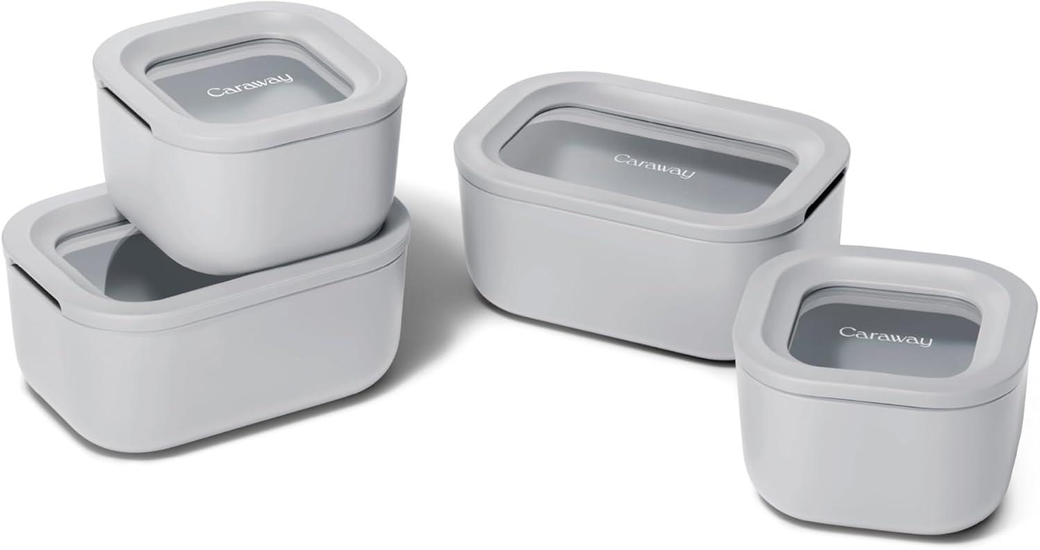 imageCaraway 13pc Glass Food Storage Container Set Easy to Store Non Toxic Lunch Box with Glass Lids Includes Storage Organizer SageGray