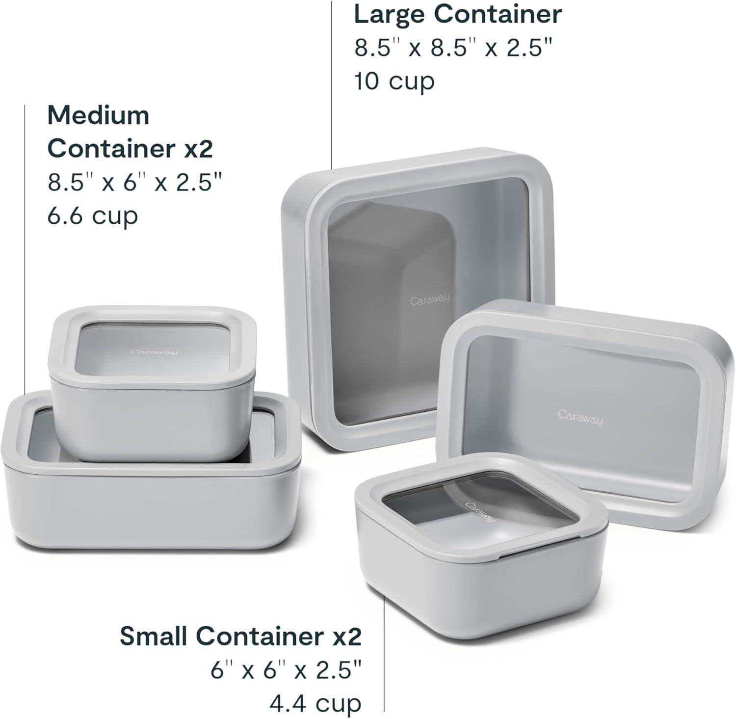 imageCaraway 13pc Glass Food Storage Container Set Easy to Store Non Toxic Lunch Box with Glass Lids Includes Storage Organizer SageGray