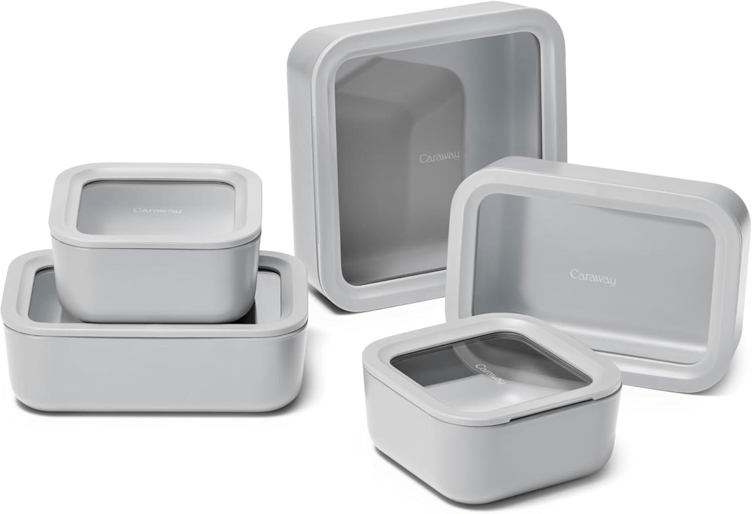 imageCaraway 13pc Glass Food Storage Container Set Easy to Store Non Toxic Lunch Box with Glass Lids Includes Storage Organizer SageGray