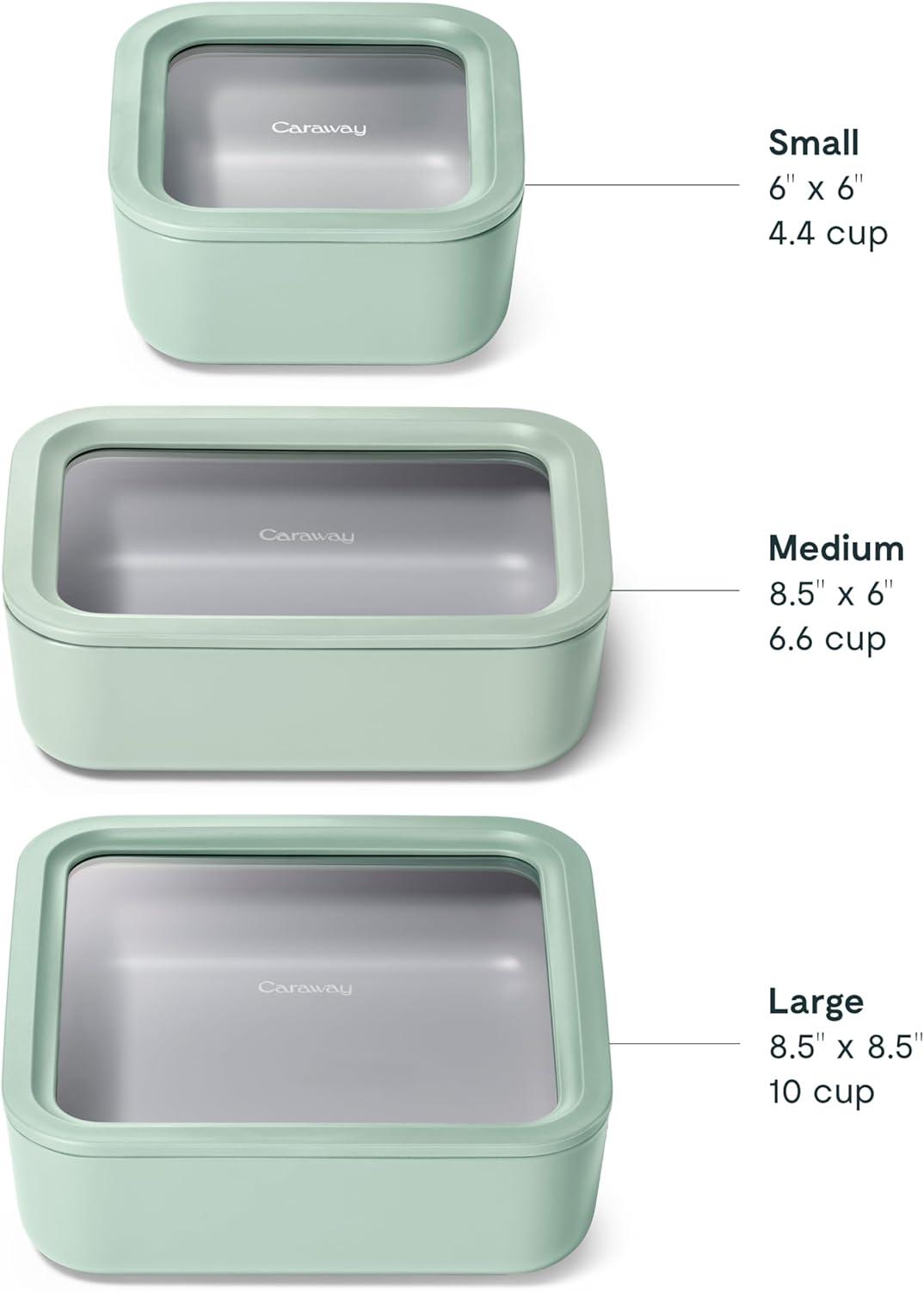 imageCaraway 13pc Glass Food Storage Container Set Easy to Store Non Toxic Lunch Box with Glass Lids Includes Storage Organizer SageMist