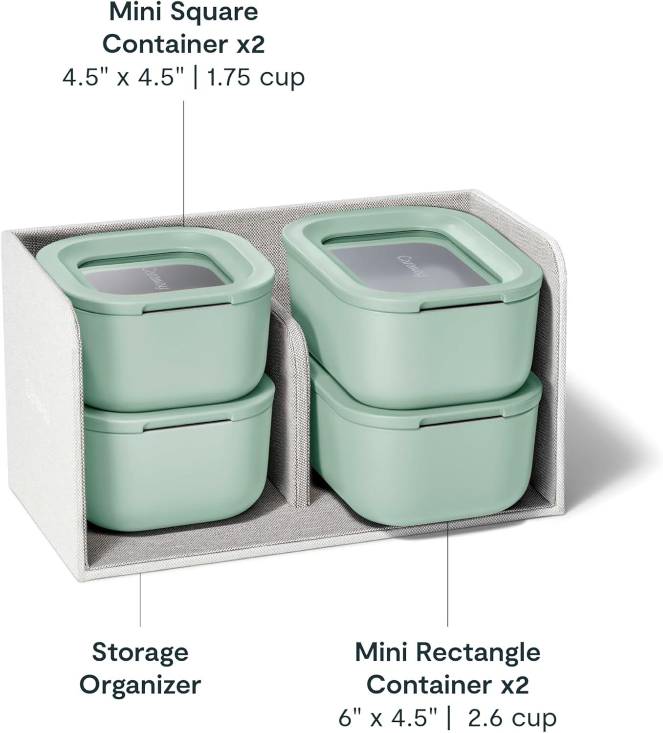 imageCaraway 13pc Glass Food Storage Container Set Easy to Store Non Toxic Lunch Box with Glass Lids Includes Storage Organizer SageMist