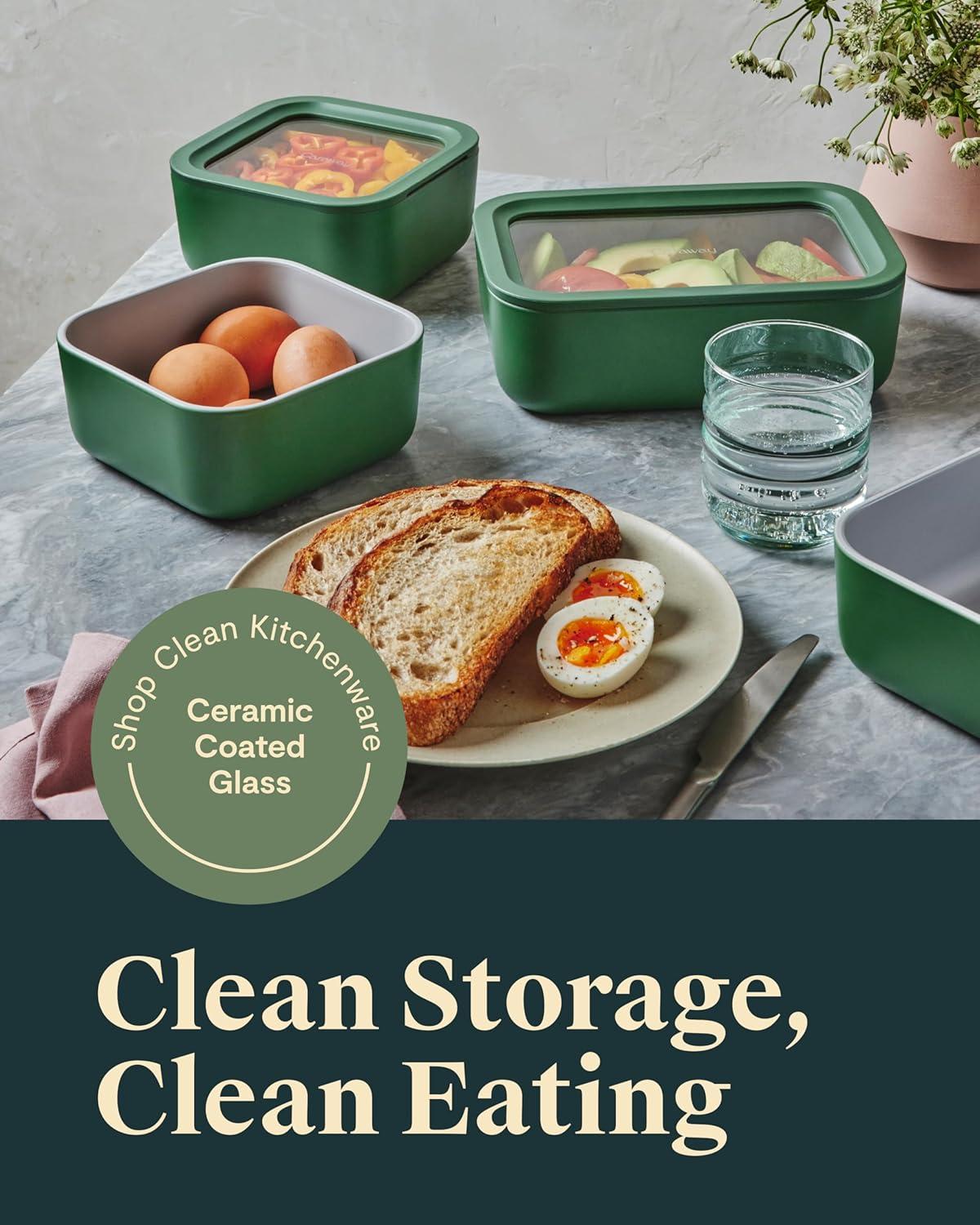 imageCaraway 13pc Glass Food Storage Container Set Easy to Store Non Toxic Lunch Box with Glass Lids Includes Storage Organizer SageMist
