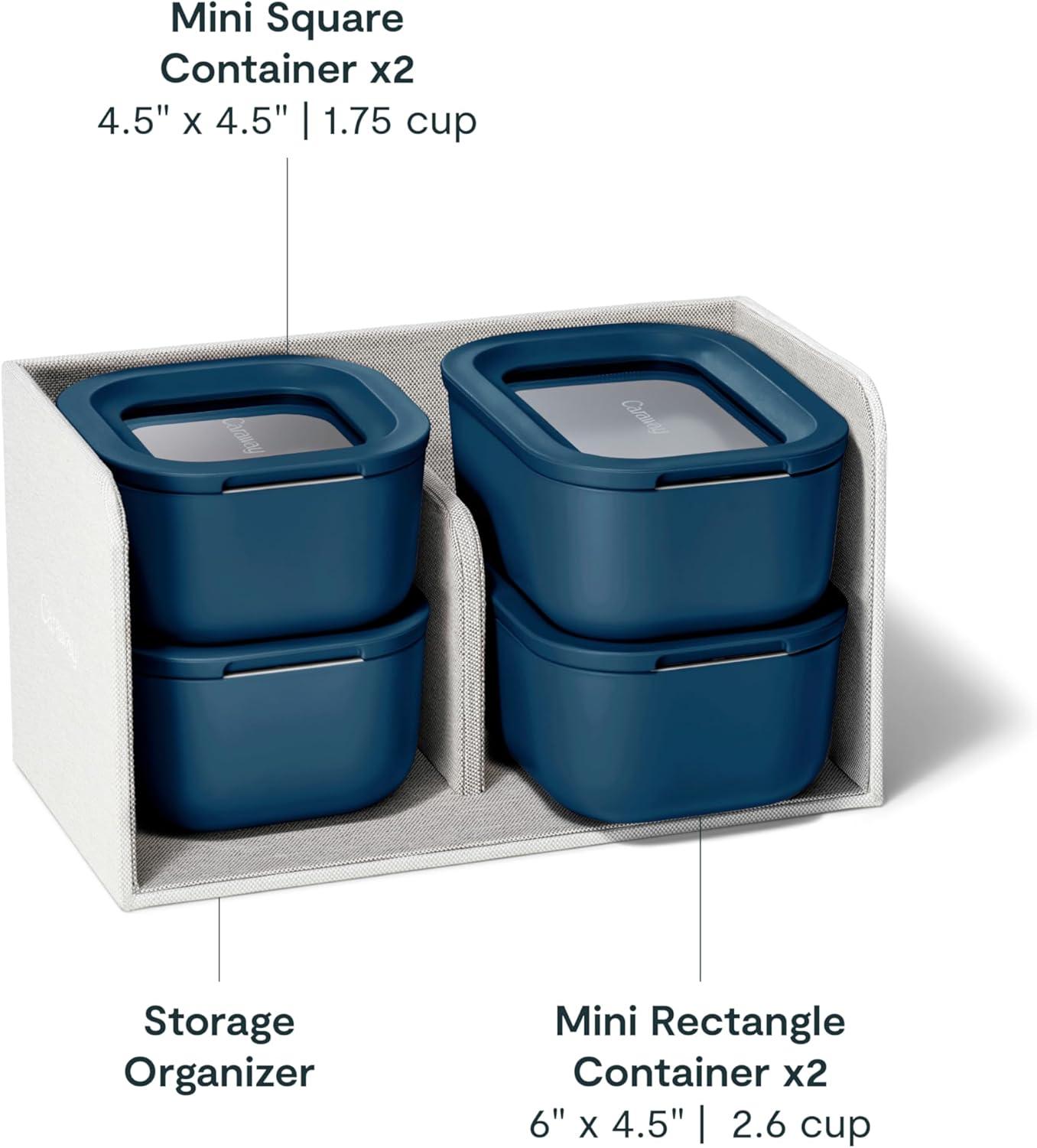imageCaraway 13pc Glass Food Storage Container Set Easy to Store Non Toxic Lunch Box with Glass Lids Includes Storage Organizer SageNavy