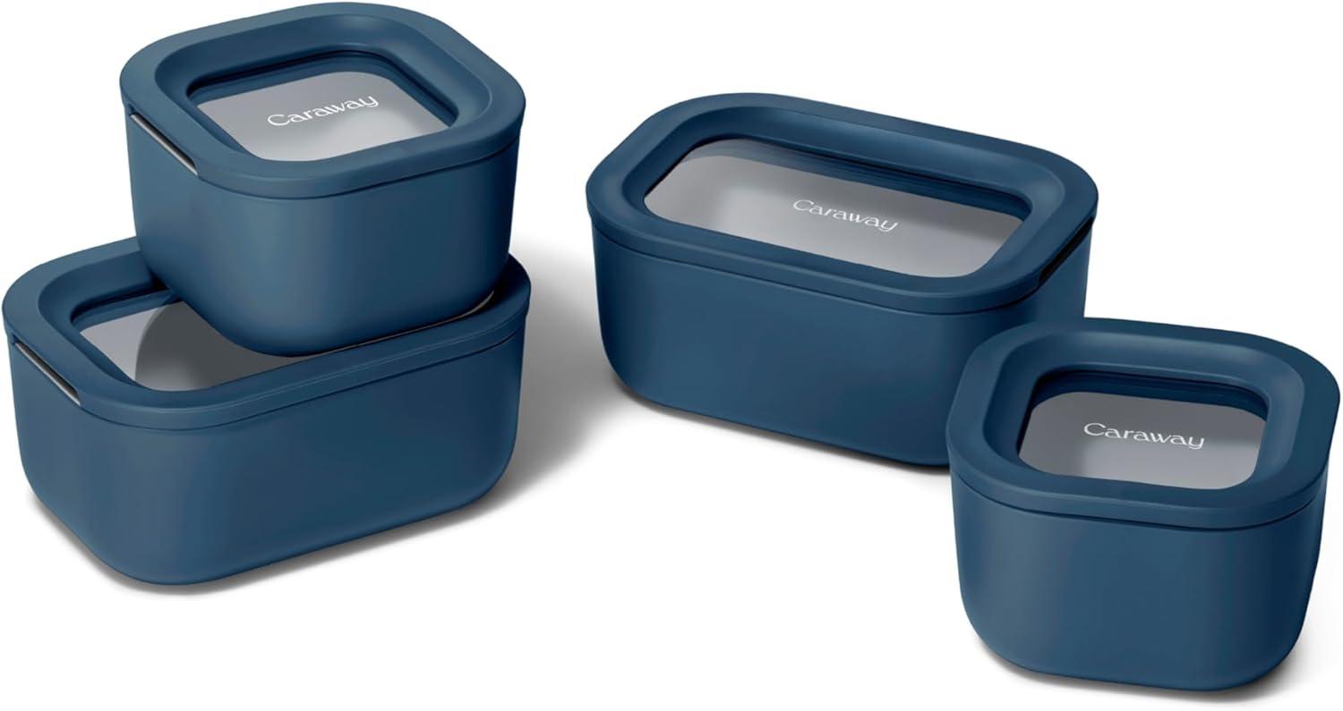 imageCaraway 13pc Glass Food Storage Container Set Easy to Store Non Toxic Lunch Box with Glass Lids Includes Storage Organizer SageNavy