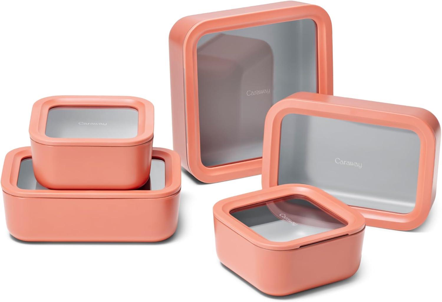 imageCaraway 13pc Glass Food Storage Container Set Easy to Store Non Toxic Lunch Box with Glass Lids Includes Storage Organizer SagePerracotta