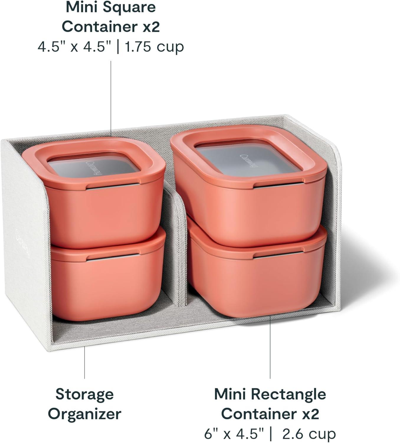 imageCaraway 13pc Glass Food Storage Container Set Easy to Store Non Toxic Lunch Box with Glass Lids Includes Storage Organizer SagePerracotta