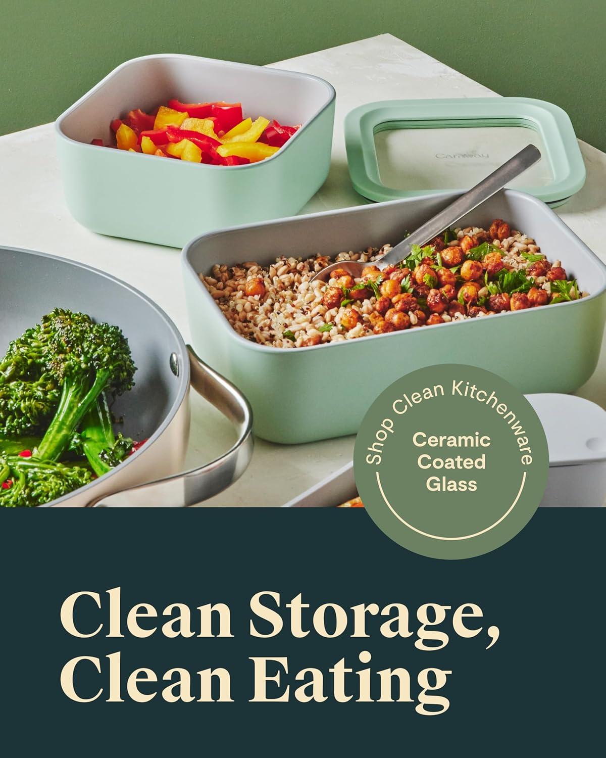 imageCaraway 13pc Glass Food Storage Container Set Easy to Store Non Toxic Lunch Box with Glass Lids Includes Storage Organizer SageSage