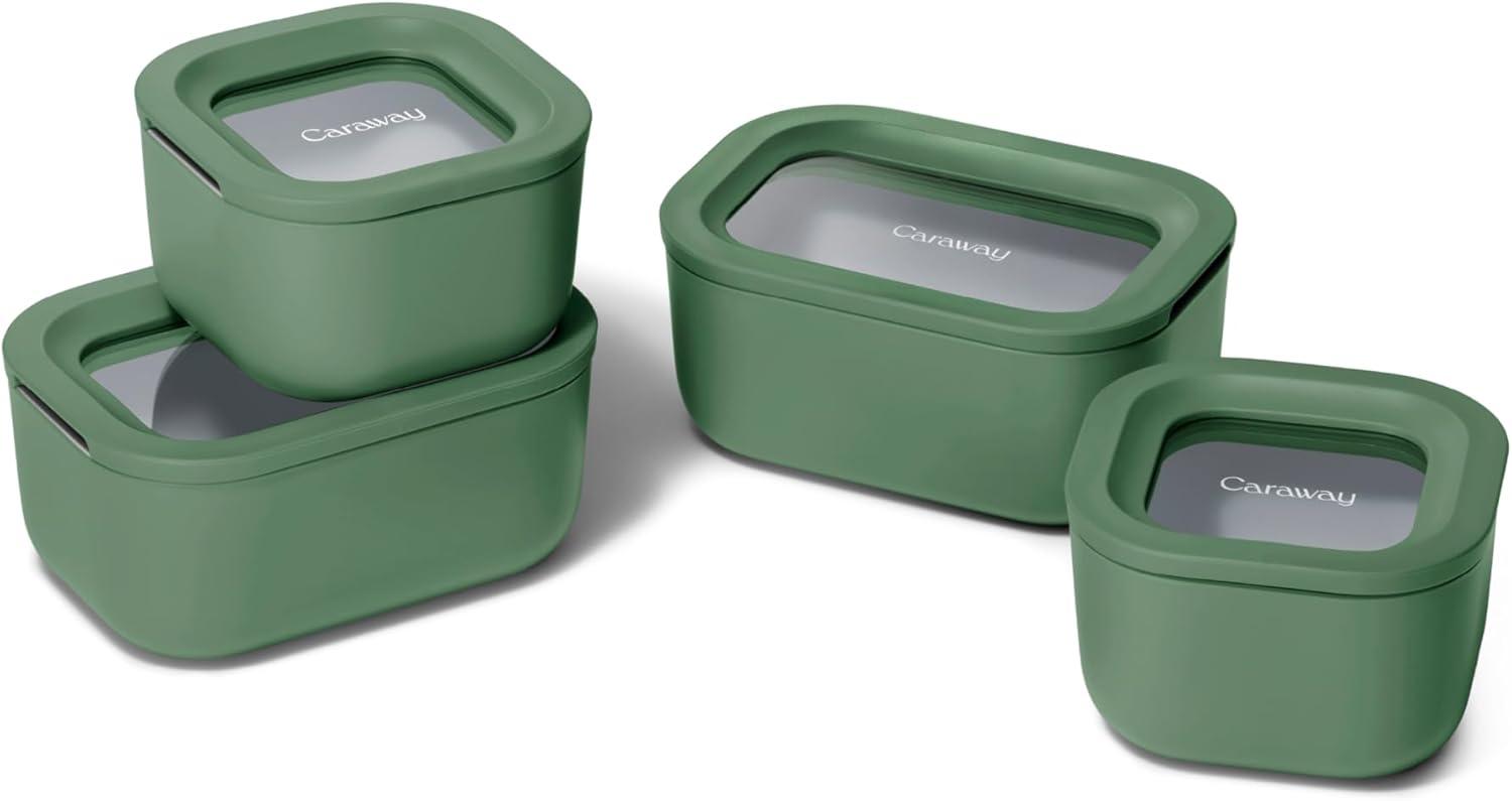 imageCaraway 13pc Glass Food Storage Container Set Easy to Store Non Toxic Lunch Box with Glass Lids Includes Storage Organizer SageSage