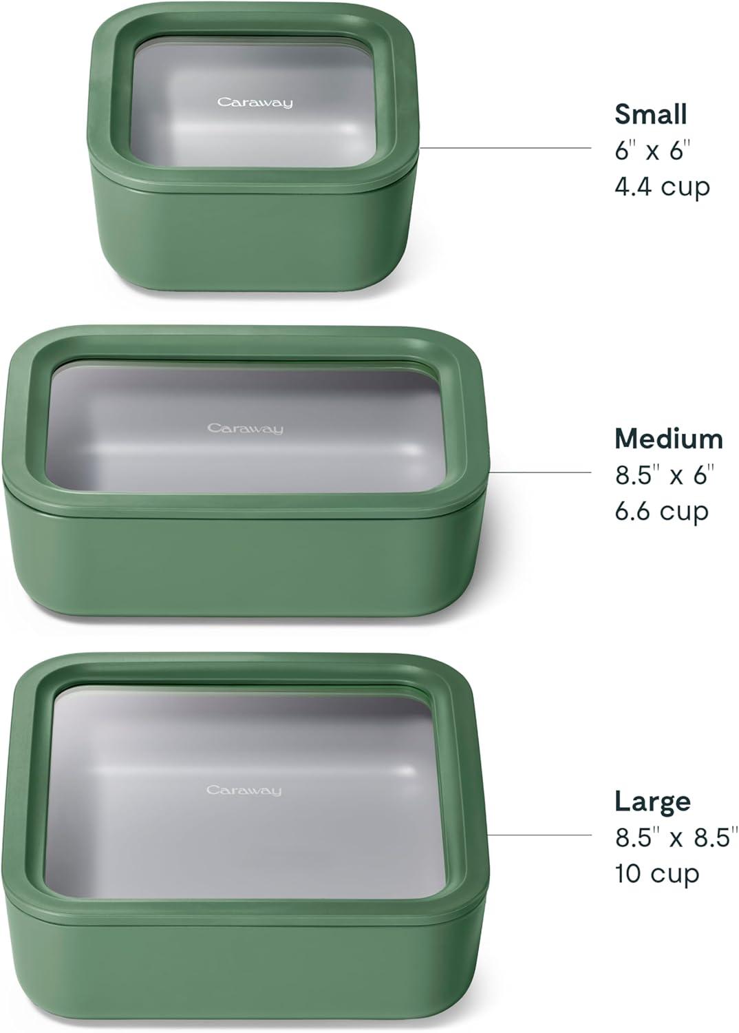 imageCaraway 13pc Glass Food Storage Container Set Easy to Store Non Toxic Lunch Box with Glass Lids Includes Storage Organizer SageSage