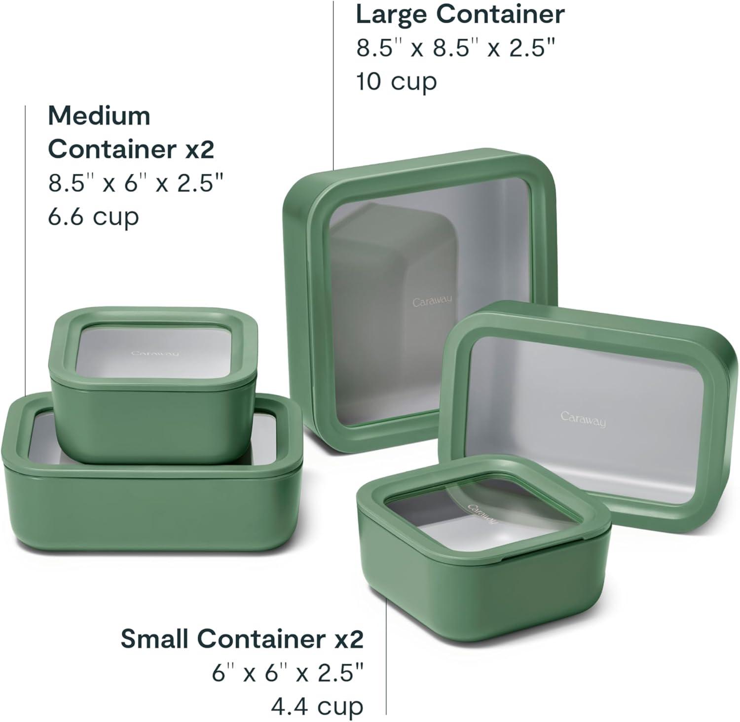 imageCaraway 13pc Glass Food Storage Container Set Easy to Store Non Toxic Lunch Box with Glass Lids Includes Storage Organizer SageSage