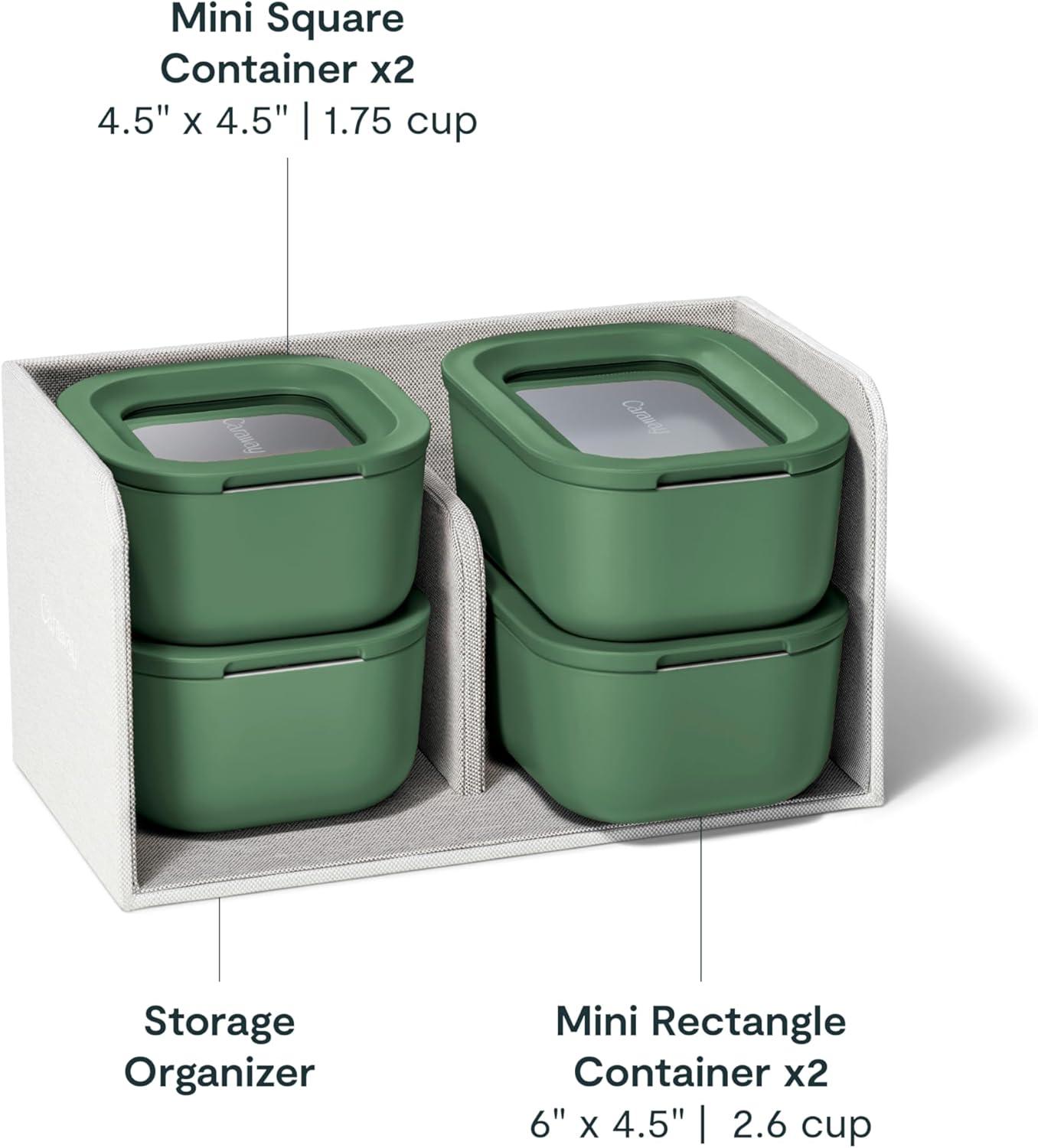 imageCaraway 13pc Glass Food Storage Container Set Easy to Store Non Toxic Lunch Box with Glass Lids Includes Storage Organizer SageSage