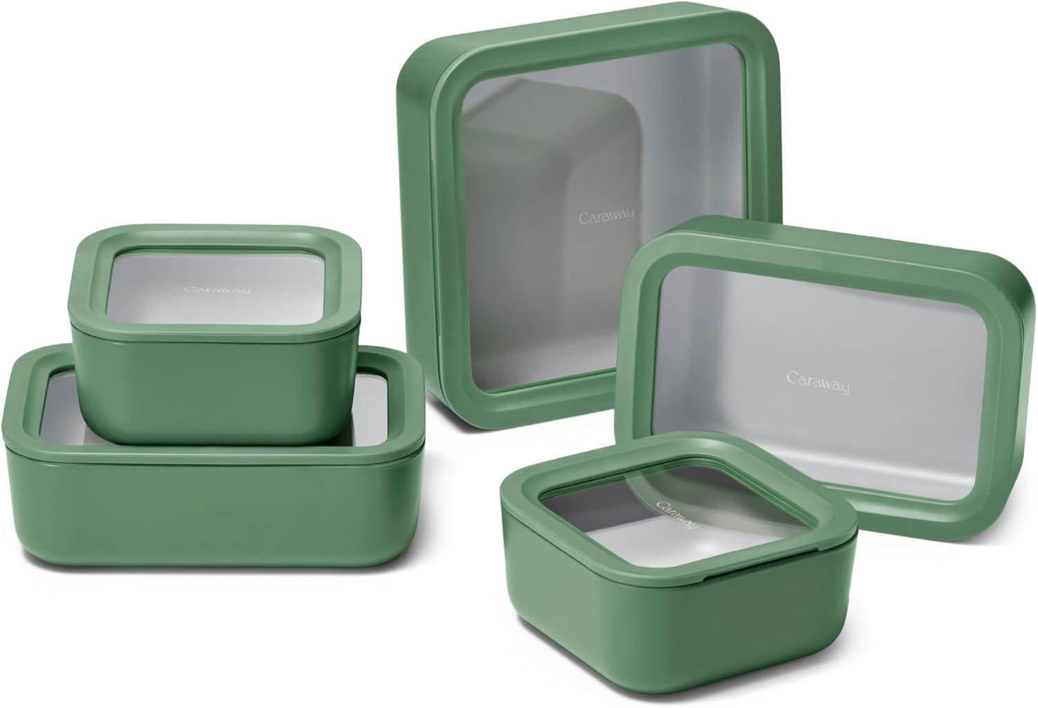 imageCaraway 13pc Glass Food Storage Container Set Easy to Store Non Toxic Lunch Box with Glass Lids Includes Storage Organizer SageSage