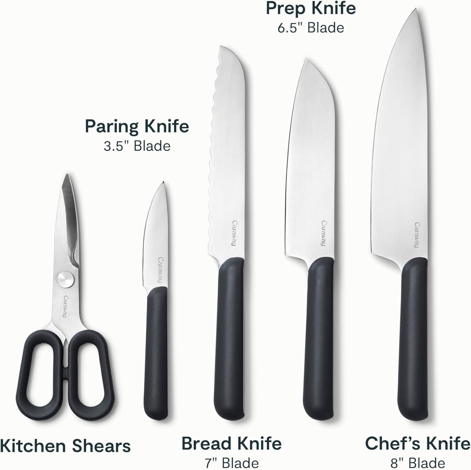 imageCaraway 14Piece Kitchen Prep Set Kitchen Knife Set amp Wooden Utensil Set Made With Premium German Steel Blades amp FSCCertified Birch Wood NonToxic Materials Includes Organizer CreamCharcoal