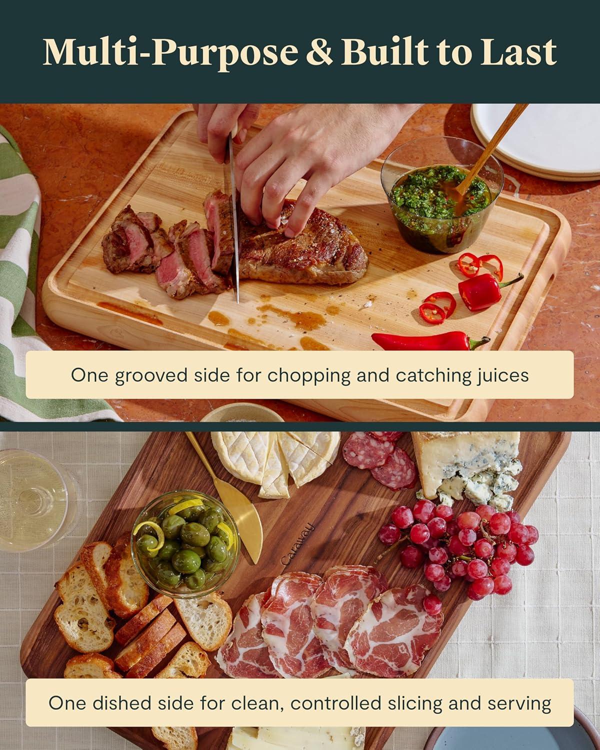 imageCaraway 17 Prep amp Serve Butcher Block Wood Cutting Board for Kitchen Rectangle DualSided Chopping Block for Prep Presentation and Serving MapleMaple