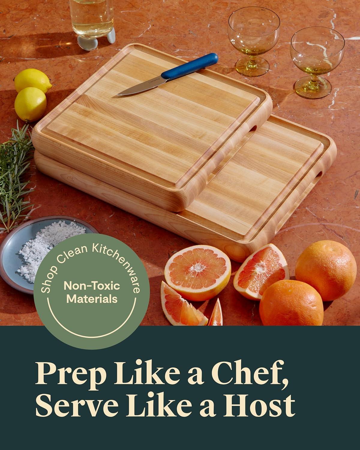 imageCaraway 17 Prep amp Serve Butcher Block Wood Cutting Board for Kitchen Rectangle DualSided Chopping Block for Prep Presentation and Serving MapleMaple