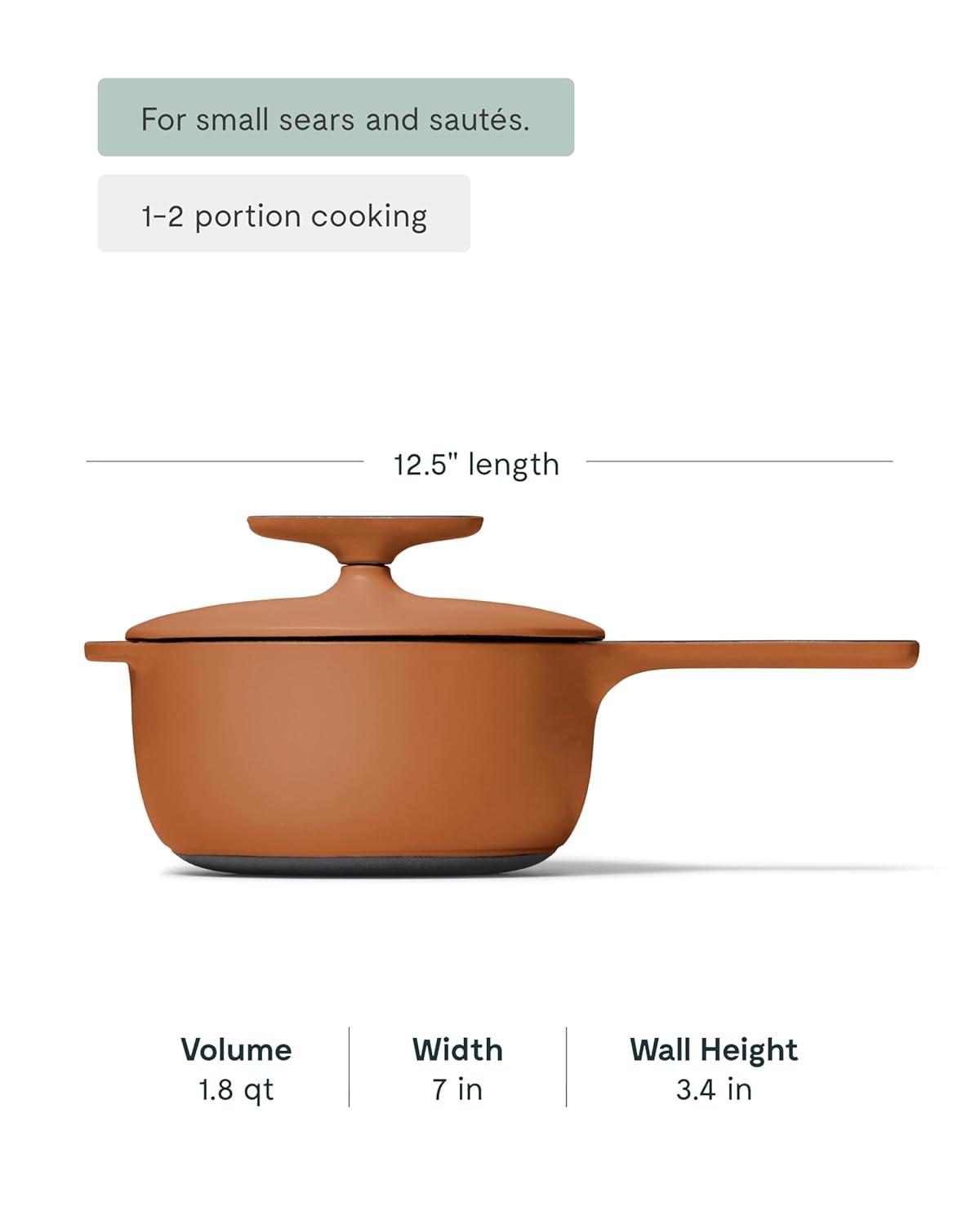 imageCaraway 18 qt Enameled Cast Iron Sauce Pan with Lid Cast Iron Pot for Sauces Grains amp Reductions Safe For Stovetop amp Oven Durable NonToxic amp Easy to Clean Midnight BlueRust