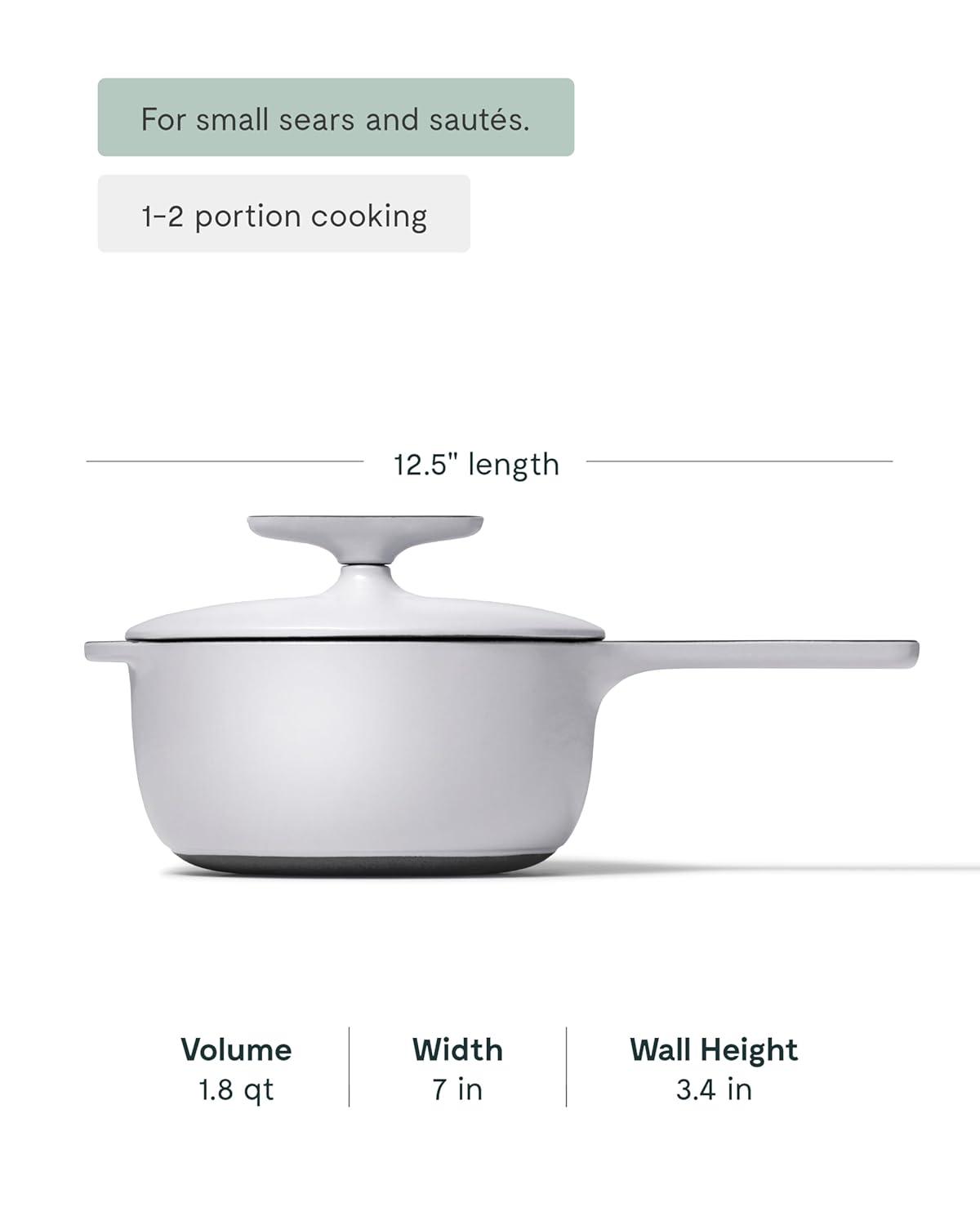 imageCaraway 18 qt Enameled Cast Iron Sauce Pan with Lid Cast Iron Pot for Sauces Grains amp Reductions Safe For Stovetop amp Oven Durable NonToxic amp Easy to Clean Midnight BlueGray