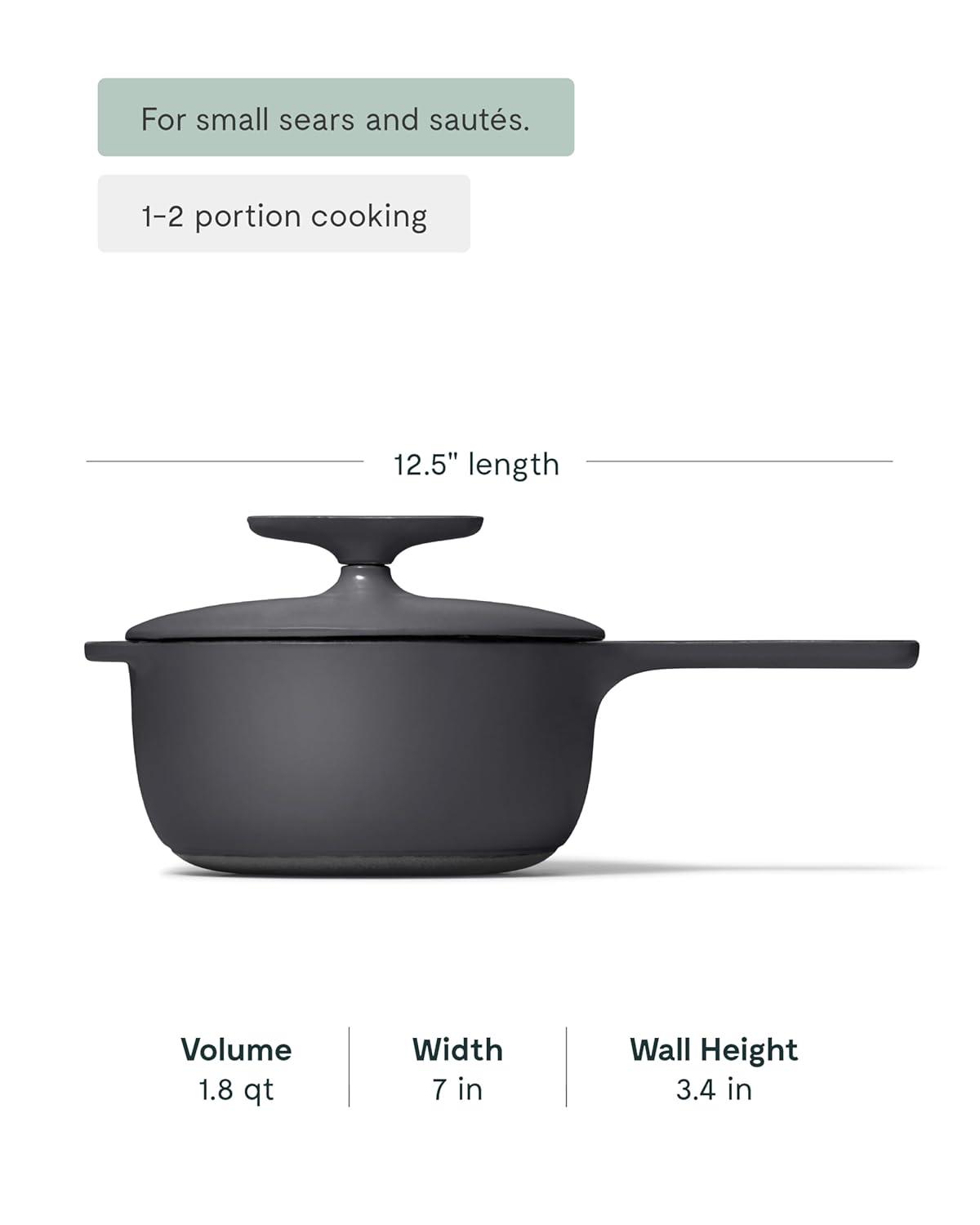 imageCaraway 18 qt Enameled Cast Iron Sauce Pan with Lid Cast Iron Pot for Sauces Grains amp Reductions Safe For Stovetop amp Oven Durable NonToxic amp Easy to Clean Midnight BlueCharcoal