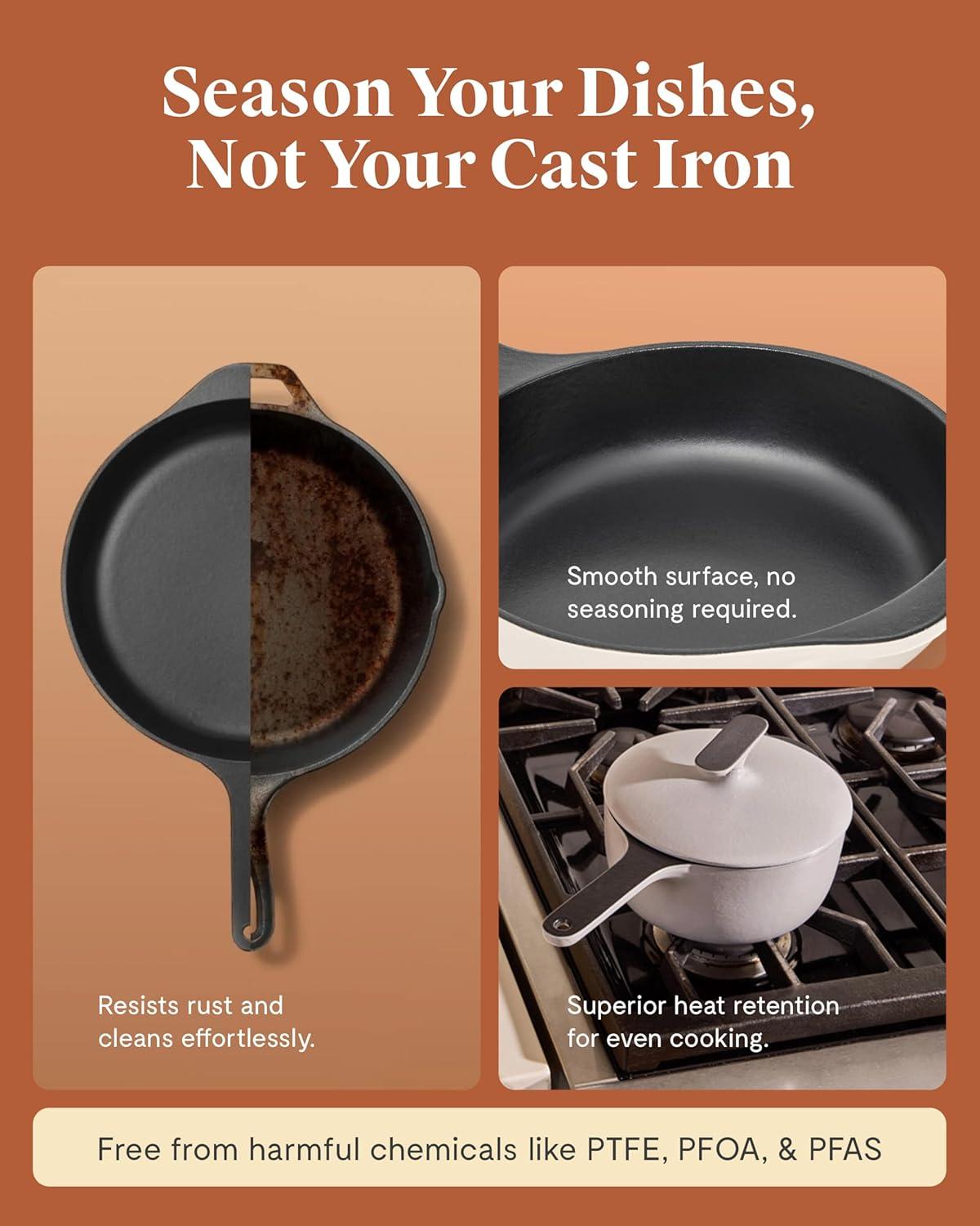 imageCaraway 18 qt Enameled Cast Iron Sauce Pan with Lid Cast Iron Pot for Sauces Grains amp Reductions Safe For Stovetop amp Oven Durable NonToxic amp Easy to Clean Midnight BlueRust