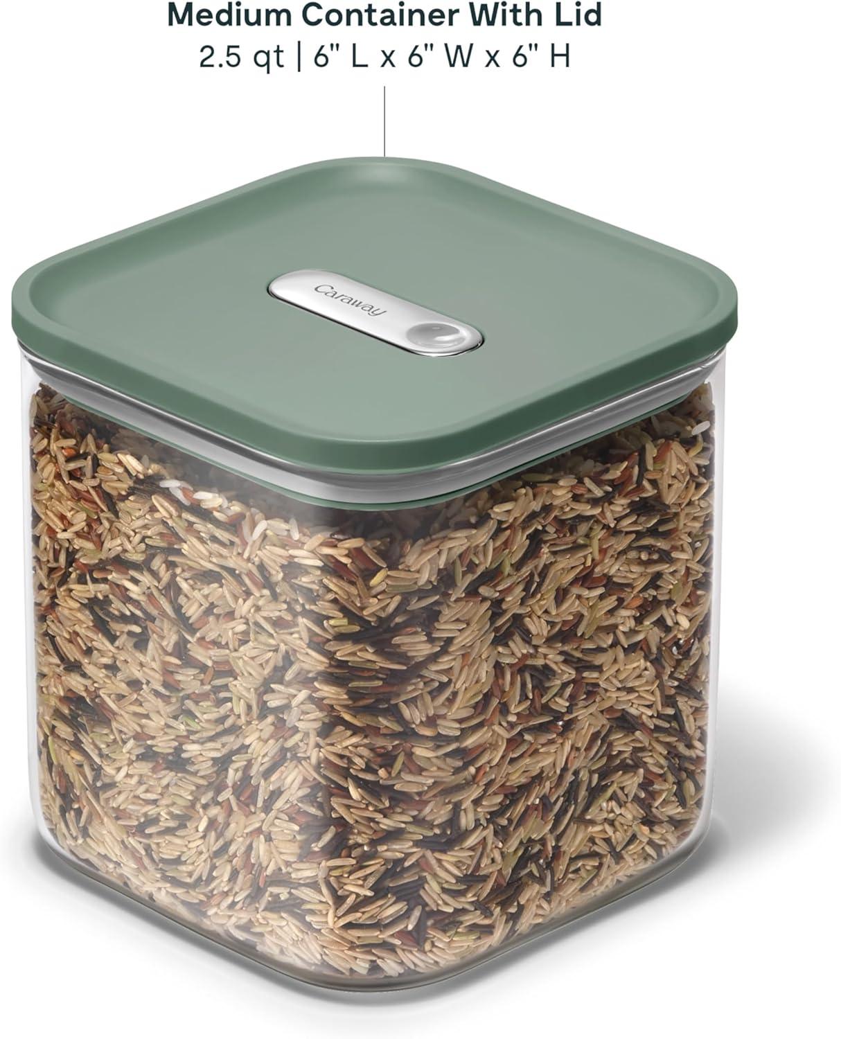 imageCaraway 1qt Glass Airtight Food Storage Container with Lid NonToxic BPAFree Kitchen Storage Container Stackable SpaceSaving Airtight Container for Dry Goods and More PerracottaSage