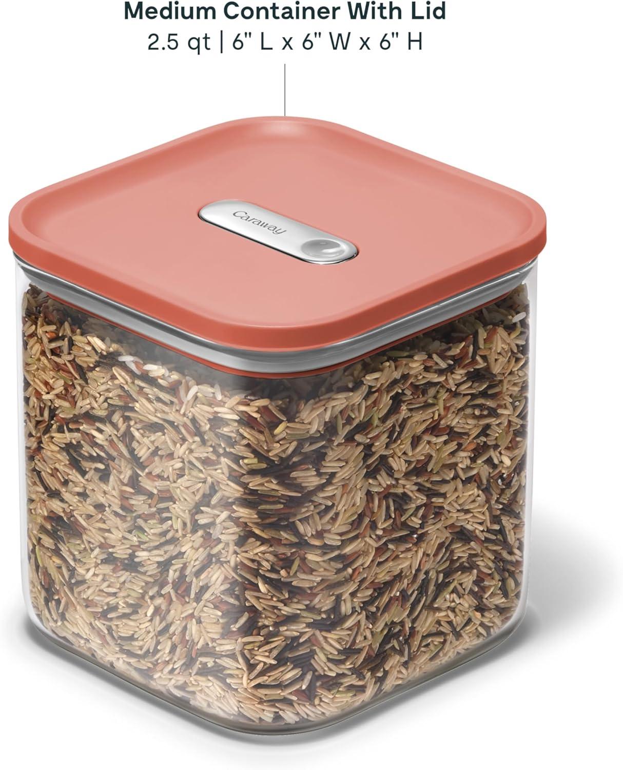 imageCaraway 1qt Glass Airtight Food Storage Container with Lid NonToxic BPAFree Kitchen Storage Container Stackable SpaceSaving Airtight Container for Dry Goods and More PerracottaPerracotta