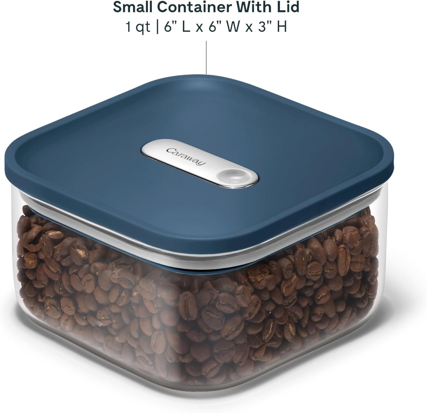 imageCaraway 1qt Glass Airtight Food Storage Container with Lid NonToxic BPAFree Kitchen Storage Container Stackable SpaceSaving Airtight Container for Dry Goods and More PerracottaNavy