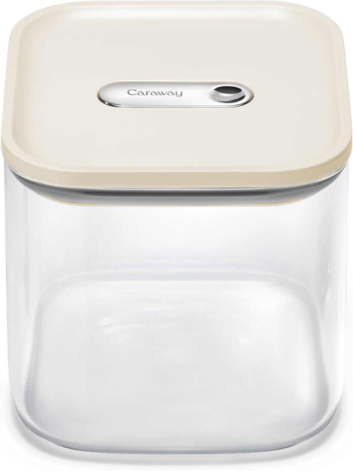 imageCaraway 1qt Glass Airtight Food Storage Container with Lid NonToxic BPAFree Kitchen Storage Container Stackable SpaceSaving Airtight Container for Dry Goods and More PerracottaCream