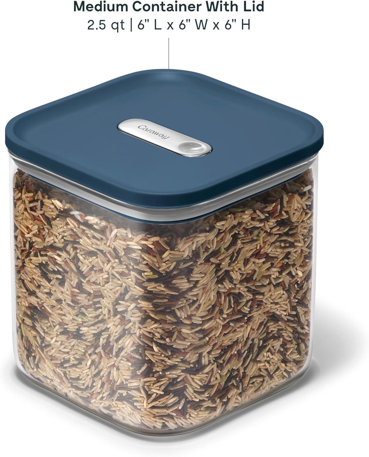 imageCaraway 1qt Glass Airtight Food Storage Container with Lid NonToxic BPAFree Kitchen Storage Container Stackable SpaceSaving Airtight Container for Dry Goods and More PerracottaNavy