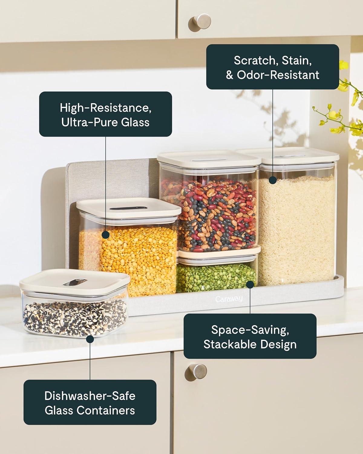 imageCaraway 1qt Glass Airtight Food Storage Container with Lid NonToxic BPAFree Kitchen Storage Container Stackable SpaceSaving Airtight Container for Dry Goods and More PerracottaPerracotta