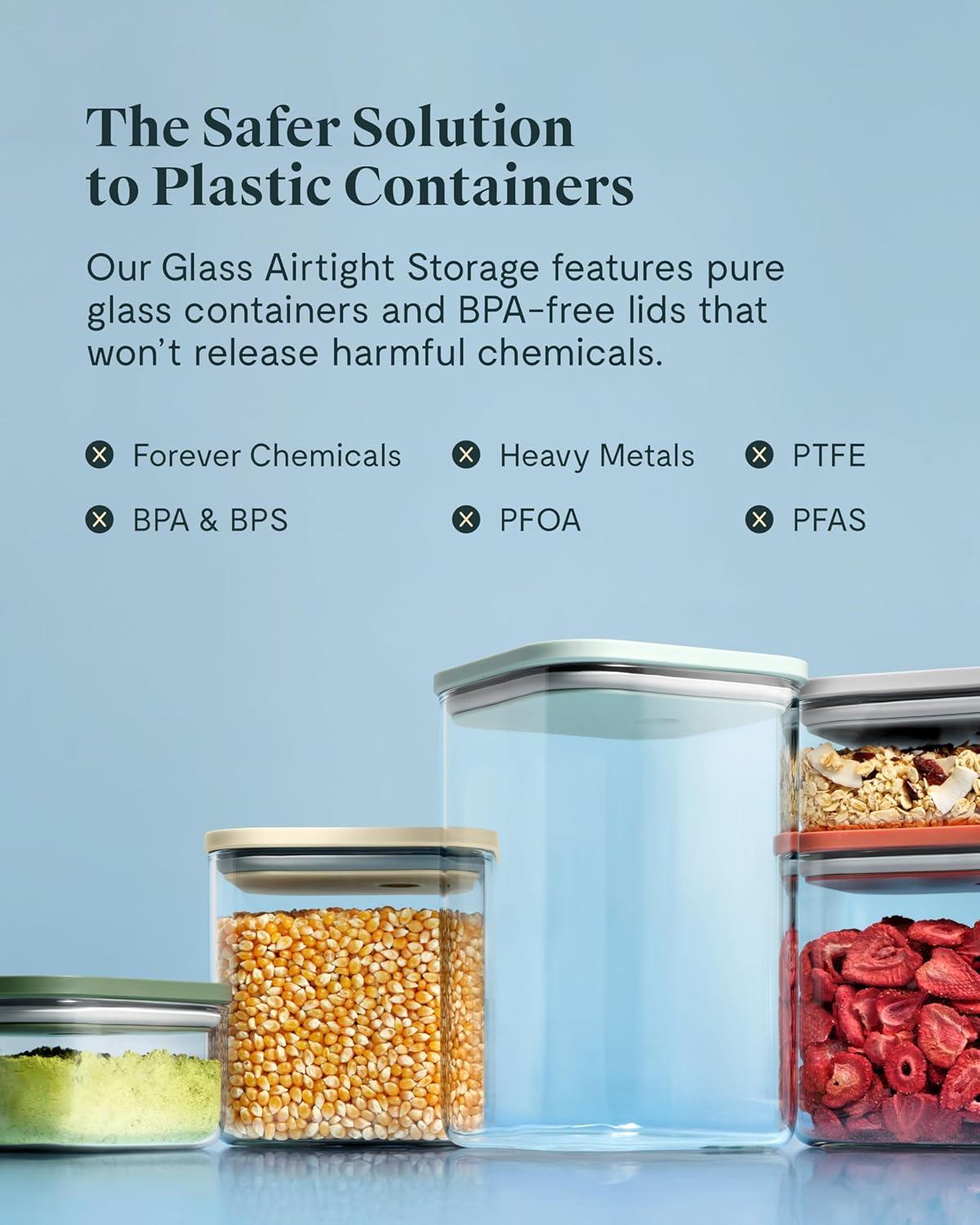 imageCaraway 1qt Glass Airtight Food Storage Container with Lid NonToxic BPAFree Kitchen Storage Container Stackable SpaceSaving Airtight Container for Dry Goods and More PerracottaSage
