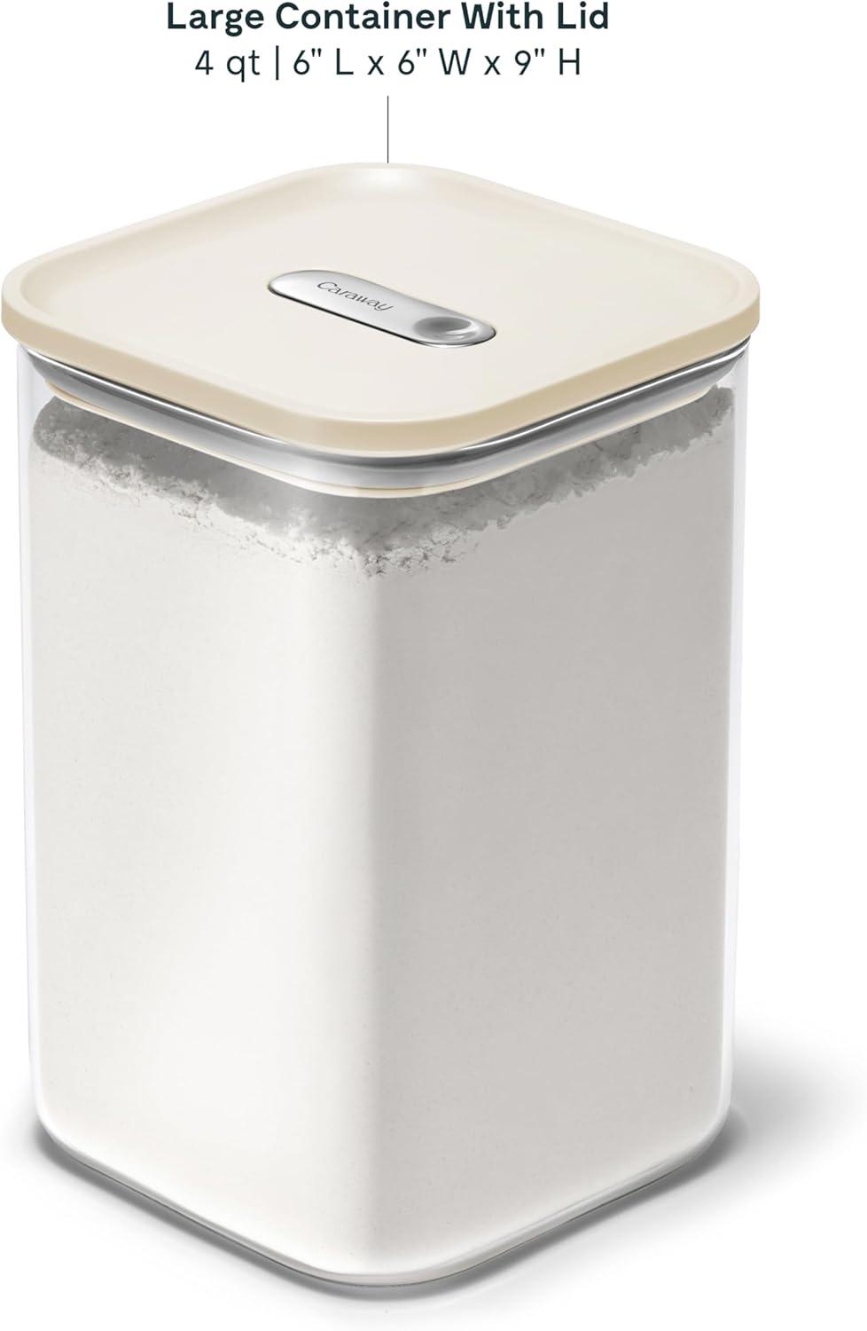 imageCaraway 1qt Glass Airtight Food Storage Container with Lid NonToxic BPAFree Kitchen Storage Container Stackable SpaceSaving Airtight Container for Dry Goods and More PerracottaCream
