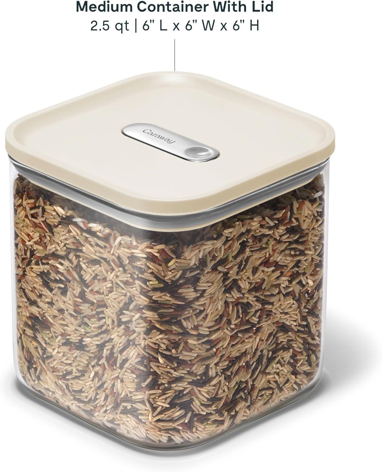 imageCaraway 1qt Glass Airtight Food Storage Container with Lid NonToxic BPAFree Kitchen Storage Container Stackable SpaceSaving Airtight Container for Dry Goods and More PerracottaCream