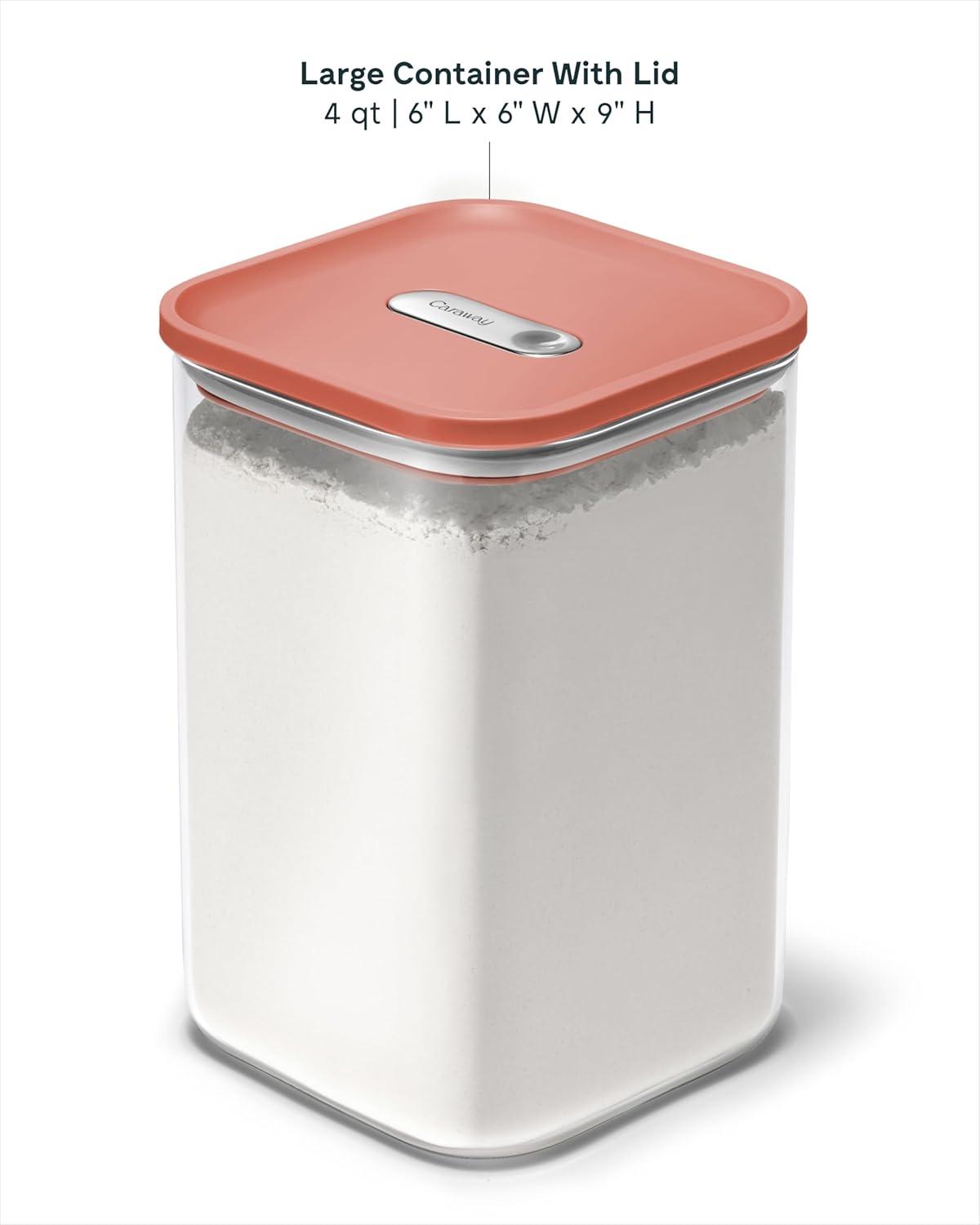 imageCaraway 1qt Glass Airtight Food Storage Container with Lid NonToxic BPAFree Kitchen Storage Container Stackable SpaceSaving Airtight Container for Dry Goods and More PerracottaPerracotta