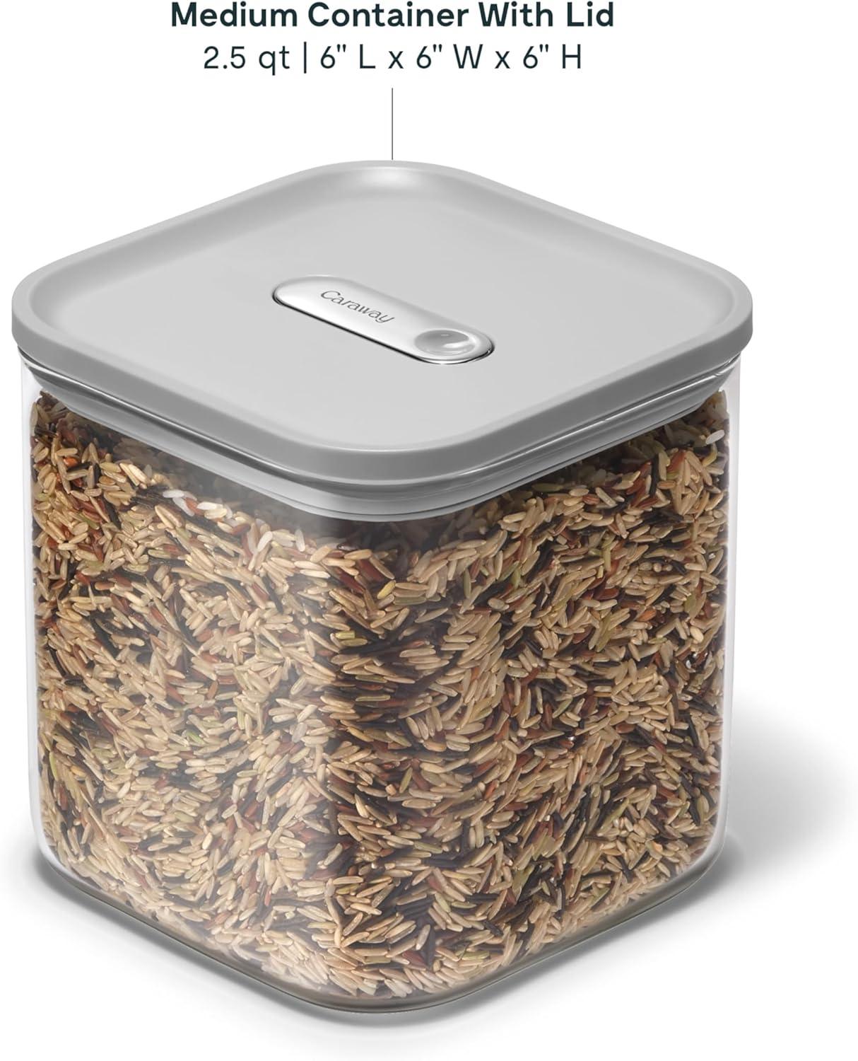 imageCaraway 1qt Glass Airtight Food Storage Container with Lid NonToxic BPAFree Kitchen Storage Container Stackable SpaceSaving Airtight Container for Dry Goods and More PerracottaGray