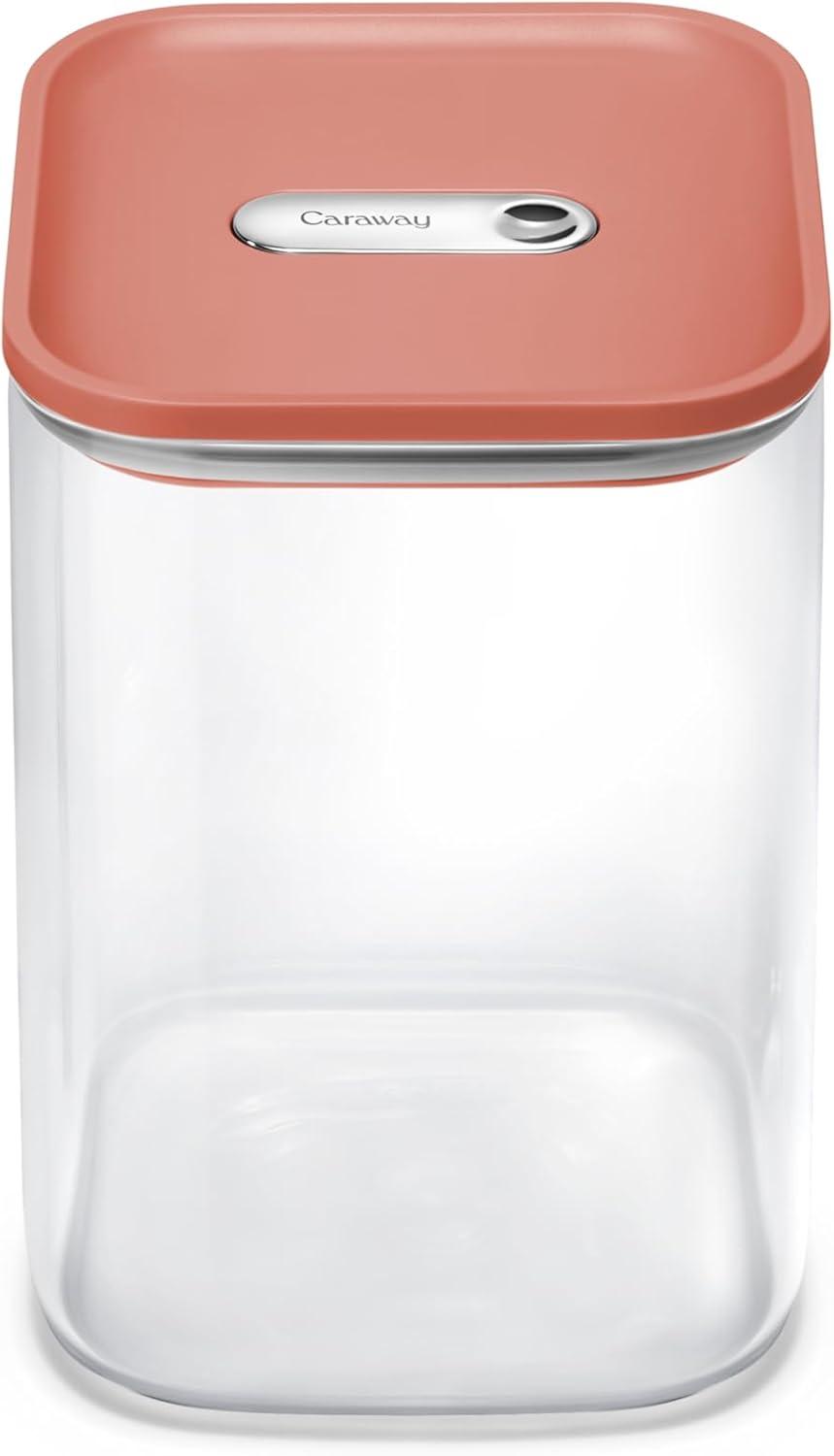 imageCaraway 1qt Glass Airtight Food Storage Container with Lid NonToxic BPAFree Kitchen Storage Container Stackable SpaceSaving Airtight Container for Dry Goods and More PerracottaPerracotta