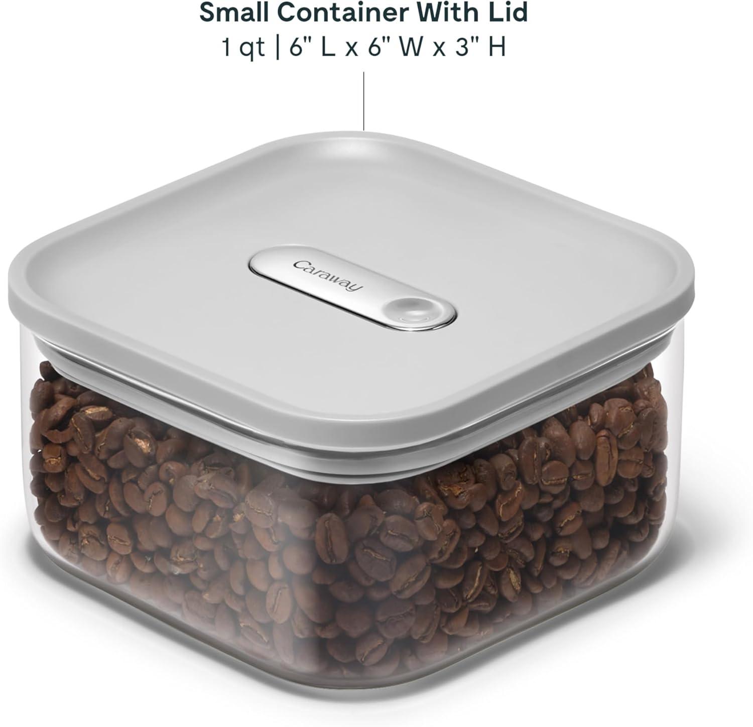 imageCaraway 1qt Glass Airtight Food Storage Container with Lid NonToxic BPAFree Kitchen Storage Container Stackable SpaceSaving Airtight Container for Dry Goods and More PerracottaGray