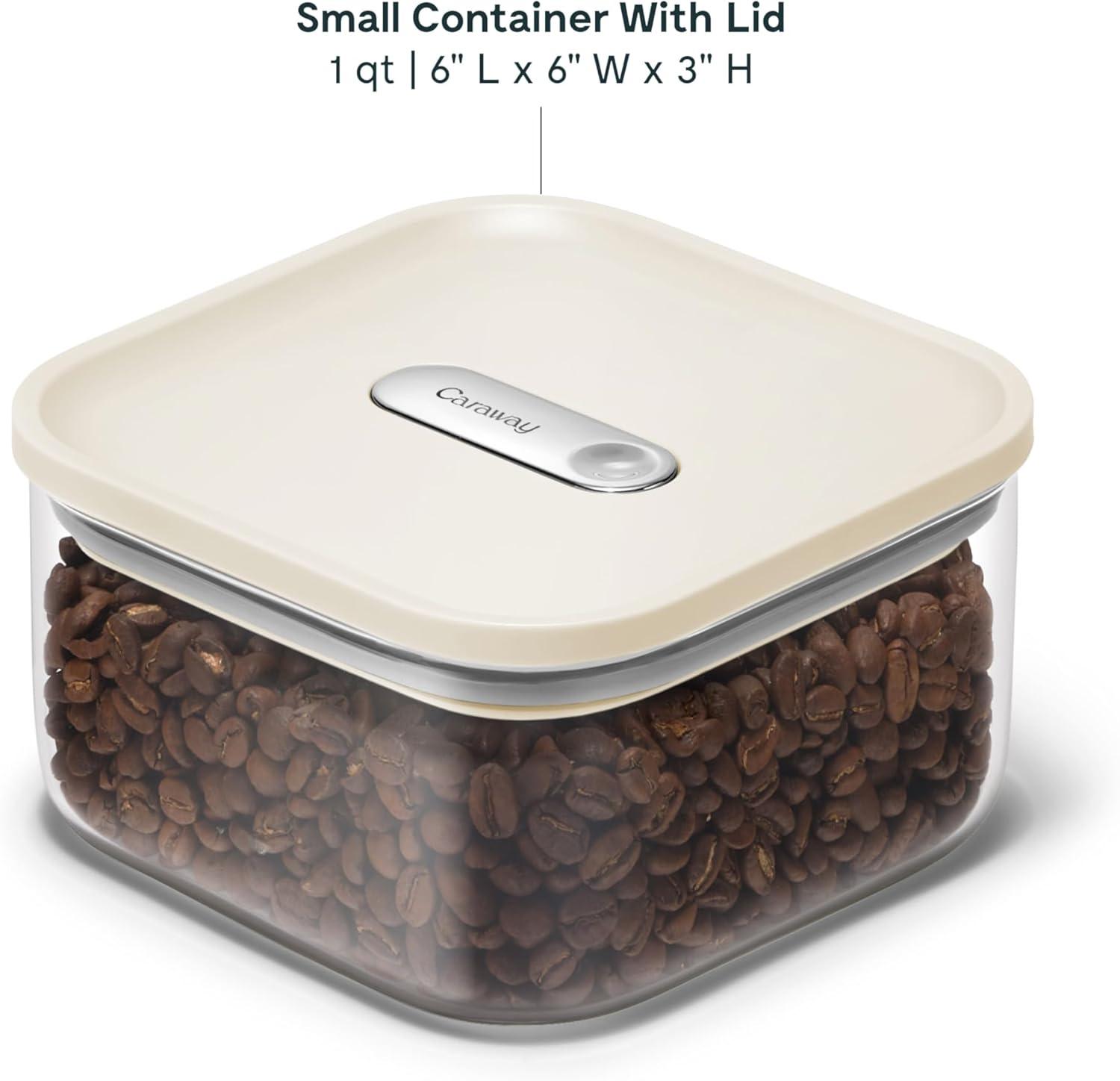 imageCaraway 1qt Glass Airtight Food Storage Container with Lid NonToxic BPAFree Kitchen Storage Container Stackable SpaceSaving Airtight Container for Dry Goods and More PerracottaCream