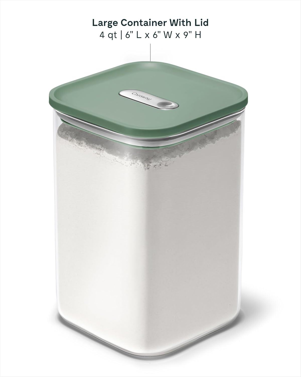 imageCaraway 1qt Glass Airtight Food Storage Container with Lid NonToxic BPAFree Kitchen Storage Container Stackable SpaceSaving Airtight Container for Dry Goods and More PerracottaSage