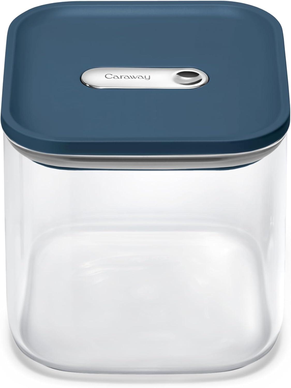 imageCaraway 1qt Glass Airtight Food Storage Container with Lid NonToxic BPAFree Kitchen Storage Container Stackable SpaceSaving Airtight Container for Dry Goods and More PerracottaNavy