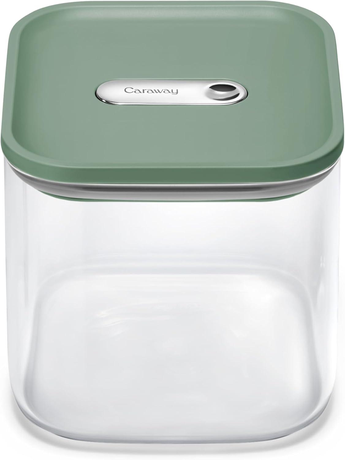 imageCaraway 1qt Glass Airtight Food Storage Container with Lid NonToxic BPAFree Kitchen Storage Container Stackable SpaceSaving Airtight Container for Dry Goods and More PerracottaSage