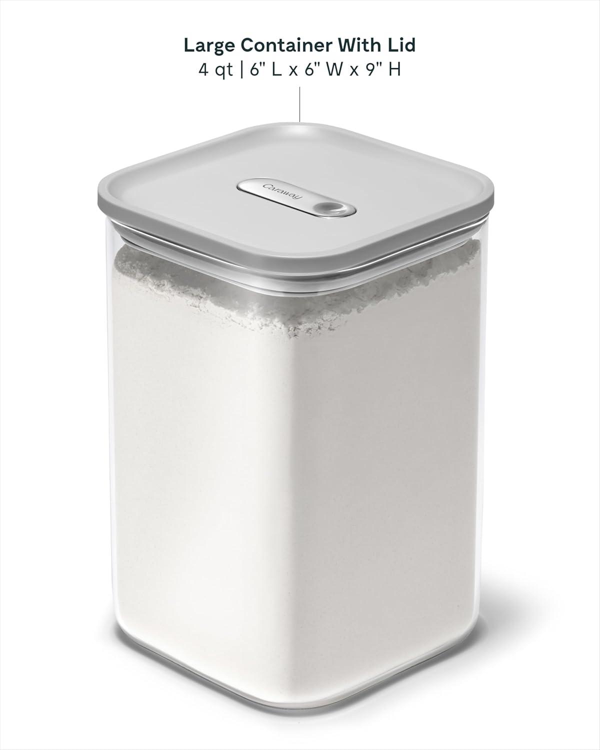 imageCaraway 1qt Glass Airtight Food Storage Container with Lid NonToxic BPAFree Kitchen Storage Container Stackable SpaceSaving Airtight Container for Dry Goods and More PerracottaGray