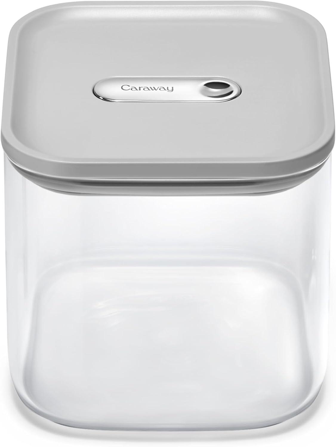 imageCaraway 1qt Glass Airtight Food Storage Container with Lid NonToxic BPAFree Kitchen Storage Container Stackable SpaceSaving Airtight Container for Dry Goods and More PerracottaGray