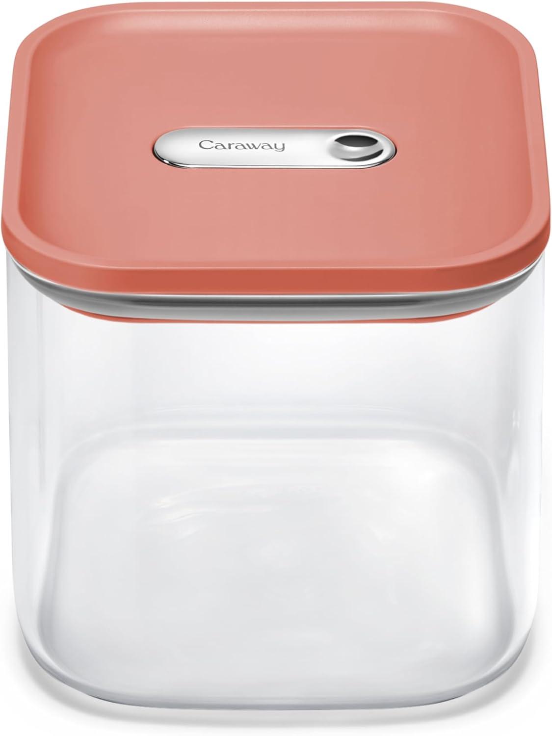 imageCaraway 1qt Glass Airtight Food Storage Container with Lid NonToxic BPAFree Kitchen Storage Container Stackable SpaceSaving Airtight Container for Dry Goods and More PerracottaPerracotta